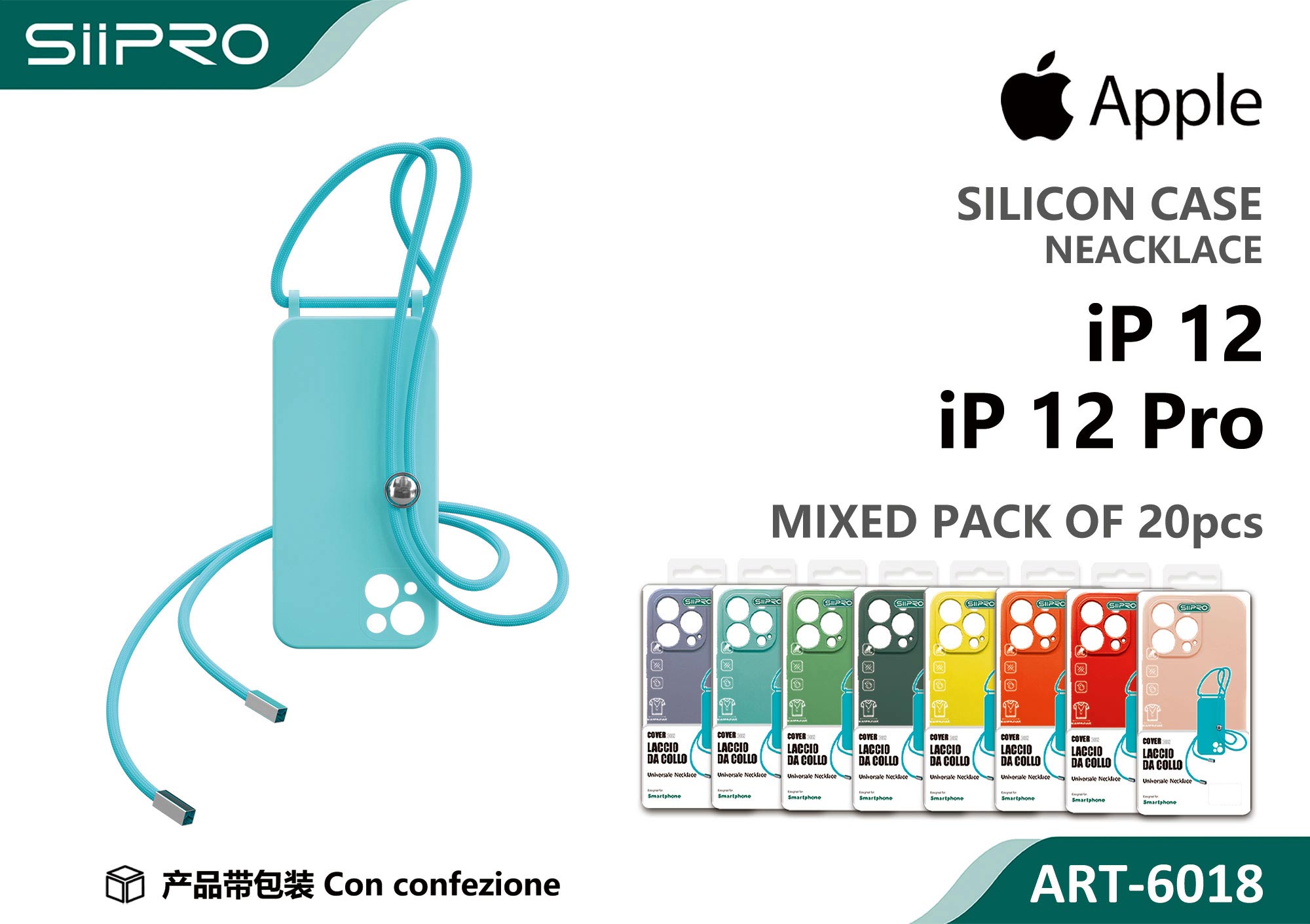 6018-IP12-12PRO SILICONE CASE CON LACCIO IP 12-12PRO - immagine 1