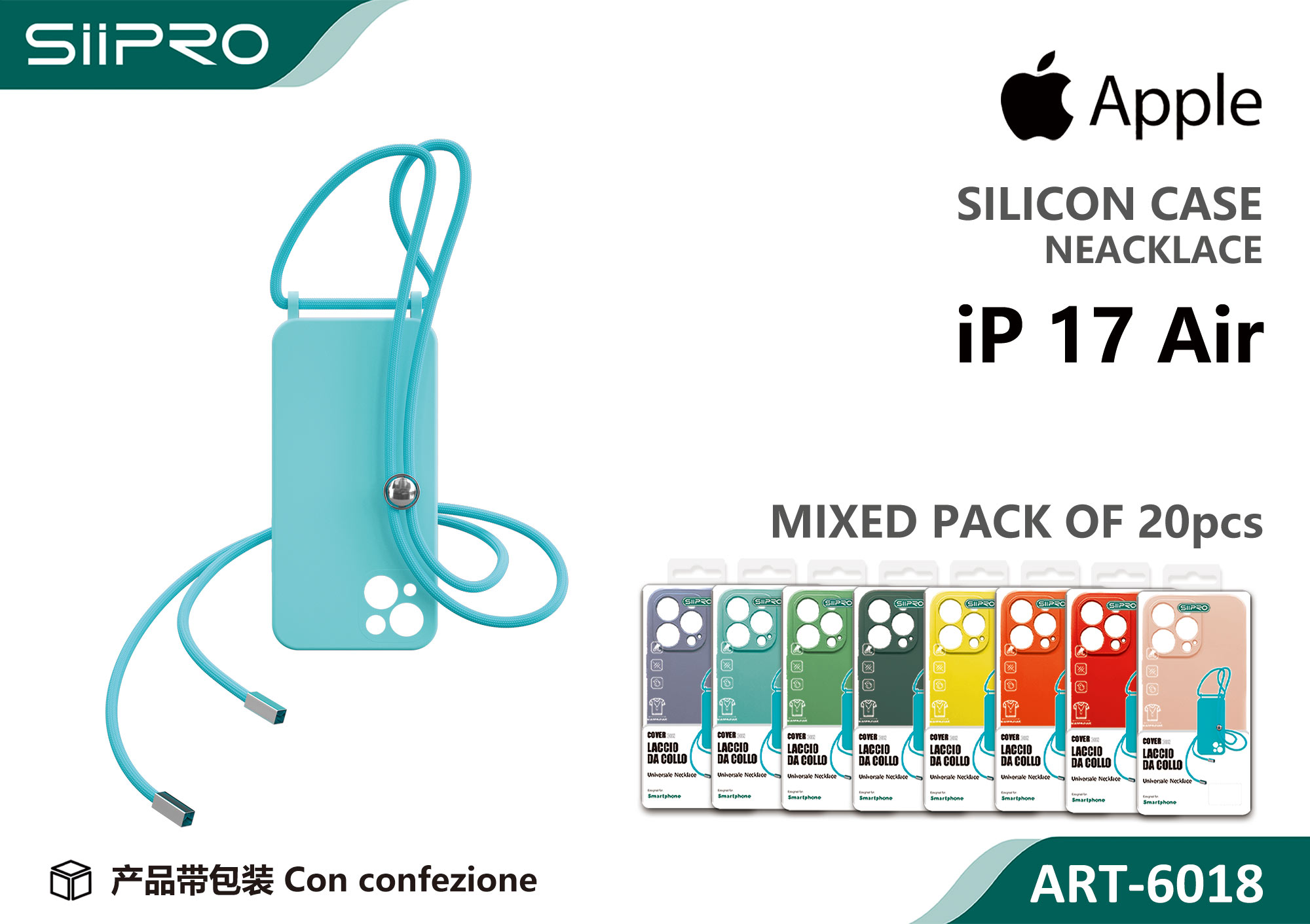 6018-IP17AIR SILICONE CASE CON LACCIO IP 17AIR - immagine 1