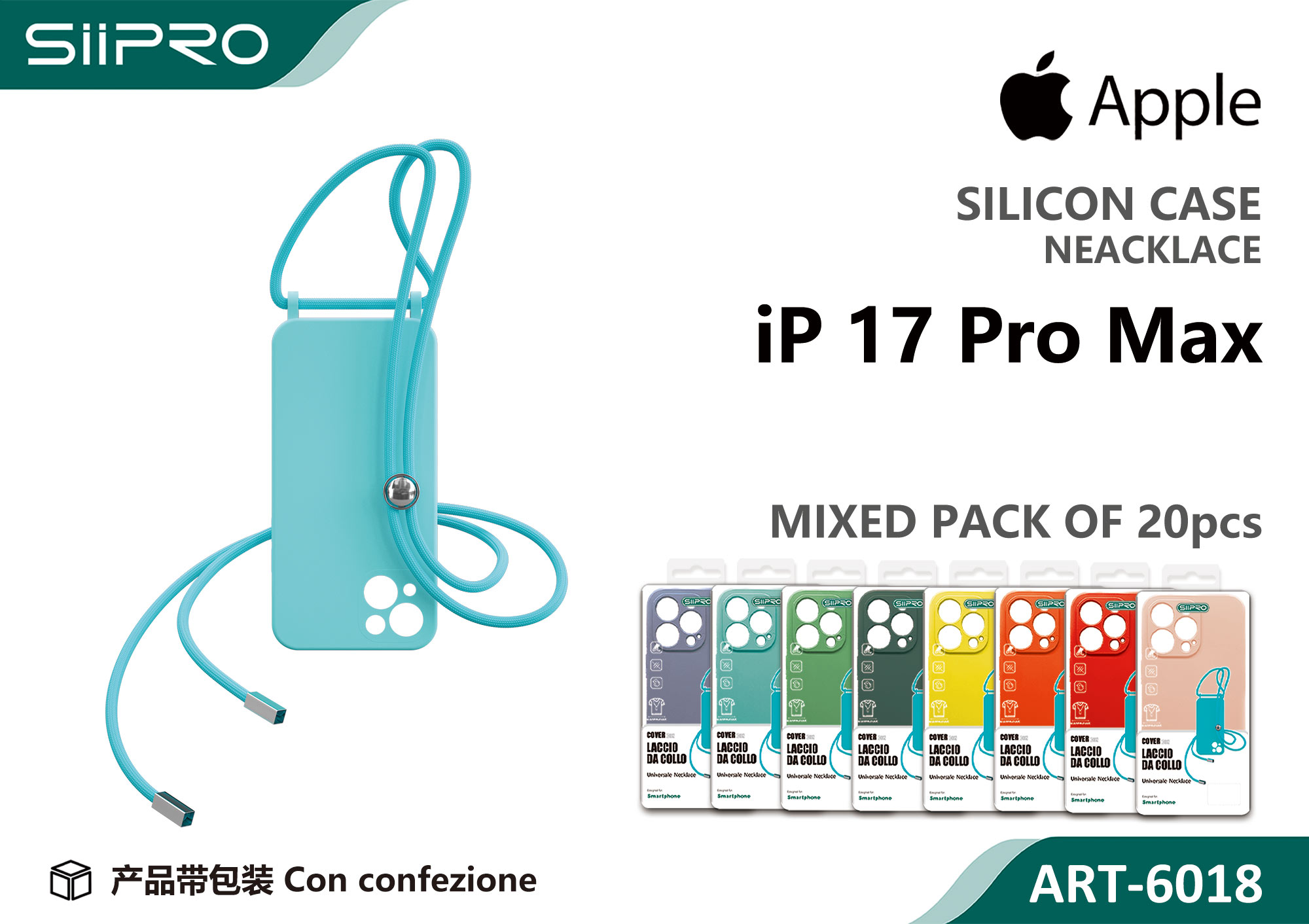 6018-IP17PROMAX SILICONE CASE CON LACCIO IP 17PROMAX - immagine 1