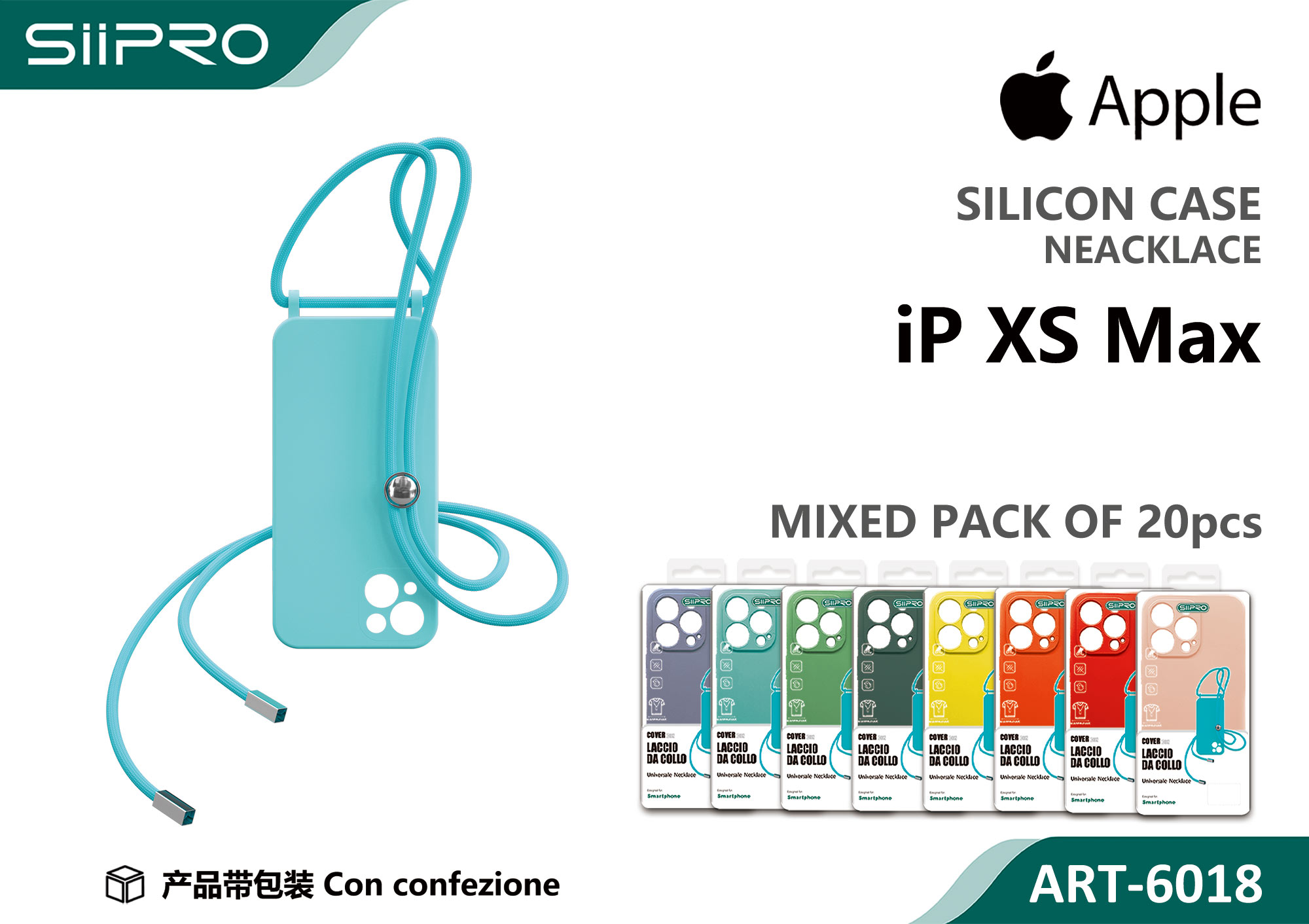 6018-IPXSMAX SILICONE CASE CON LACCIO IP XSMAX - immagine 1