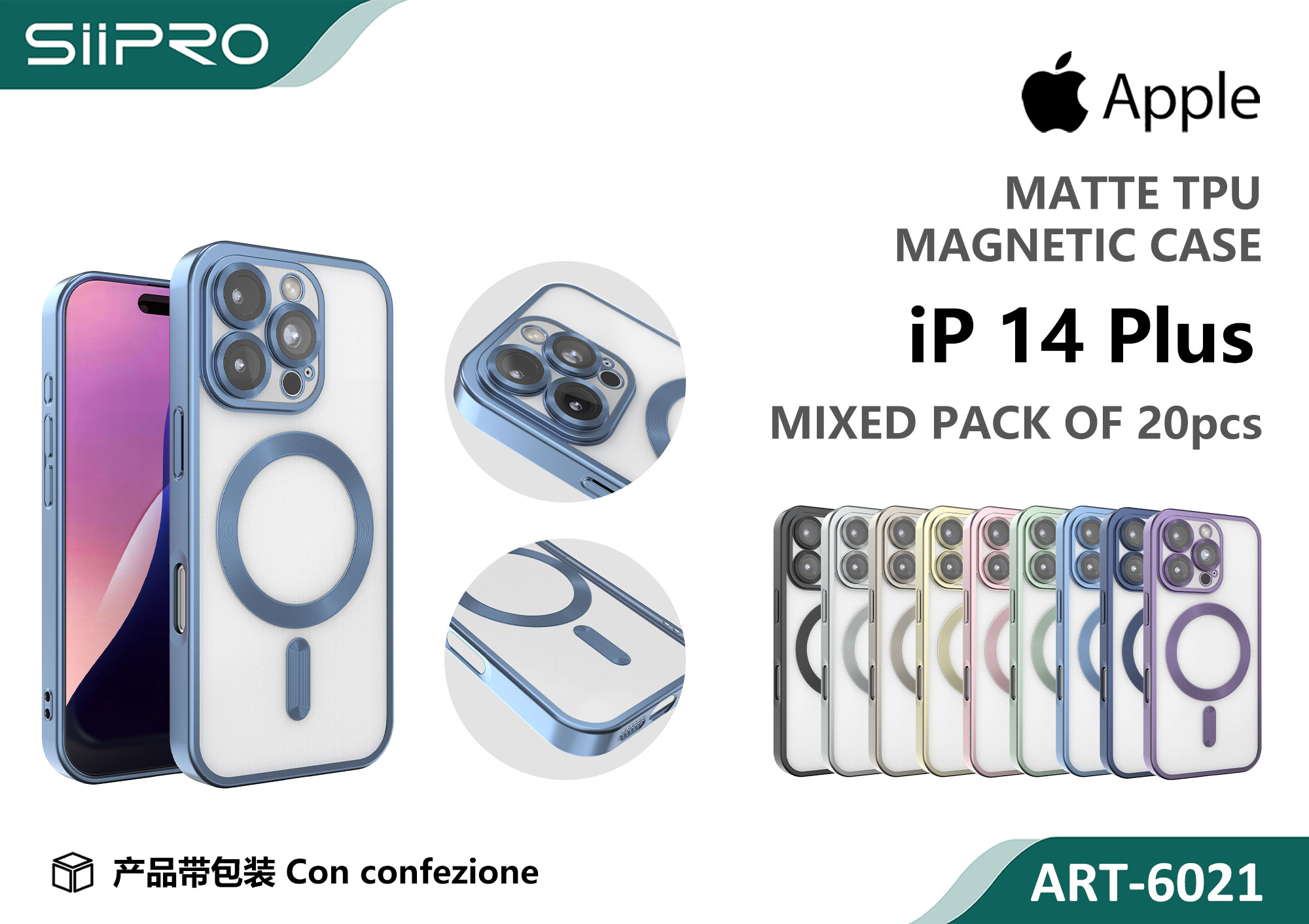 6021-IP14PLUS COVER MAGNETICO MATTE IP 14PLUS - immagine 1