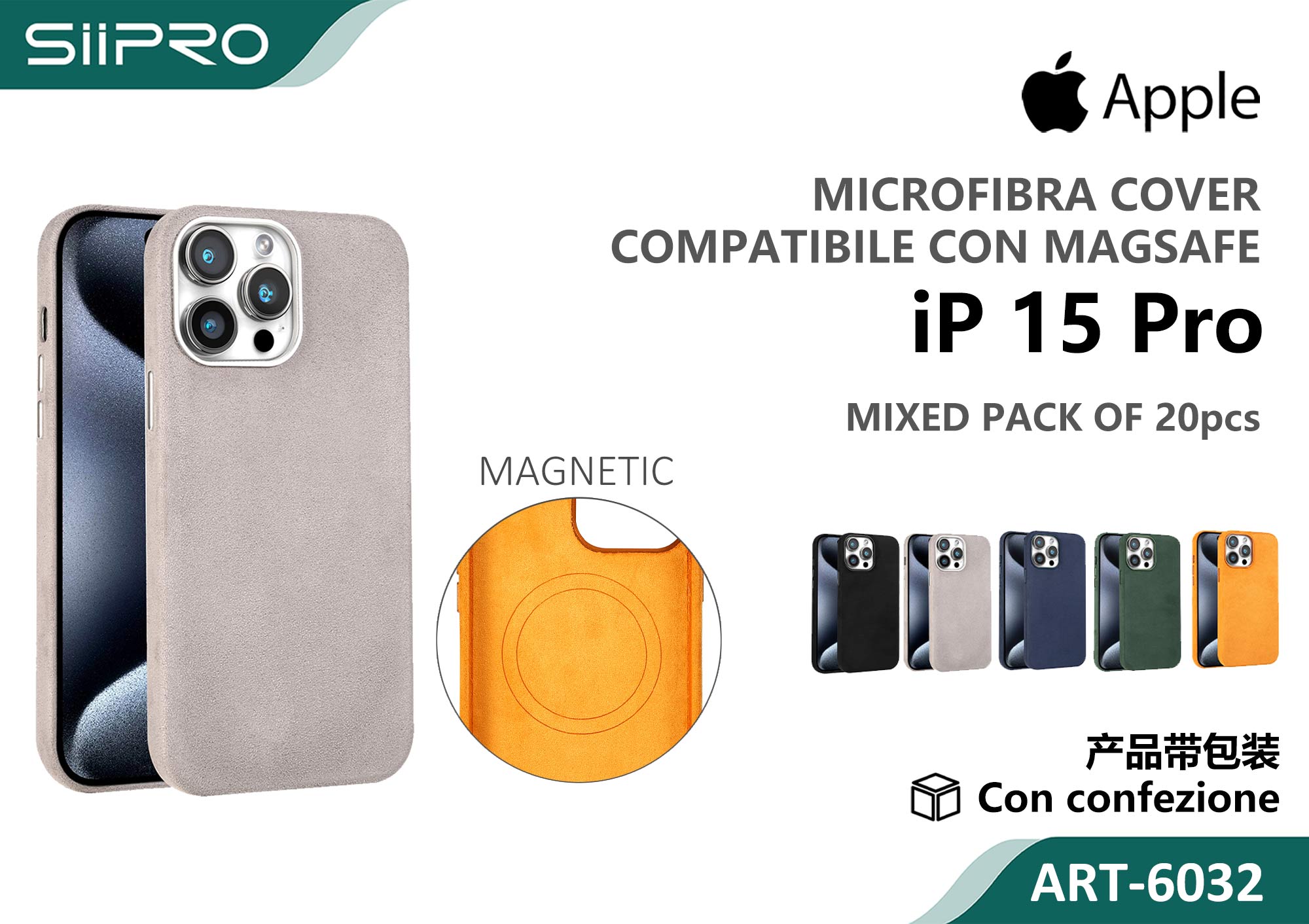 6032-IP15PRO COVER MICROFIBRA MAGNETICO IP 15PRO - immagine 1