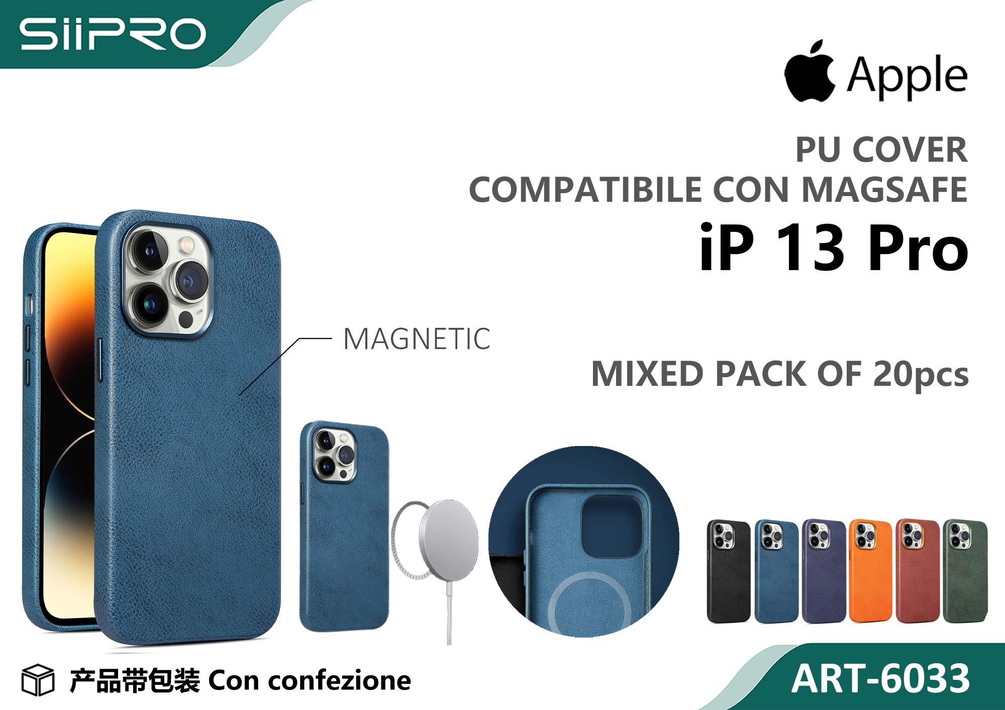 6033-IP13PRO COVER ECOPELLE MAGNETICO IP 13PRO - immagine 1