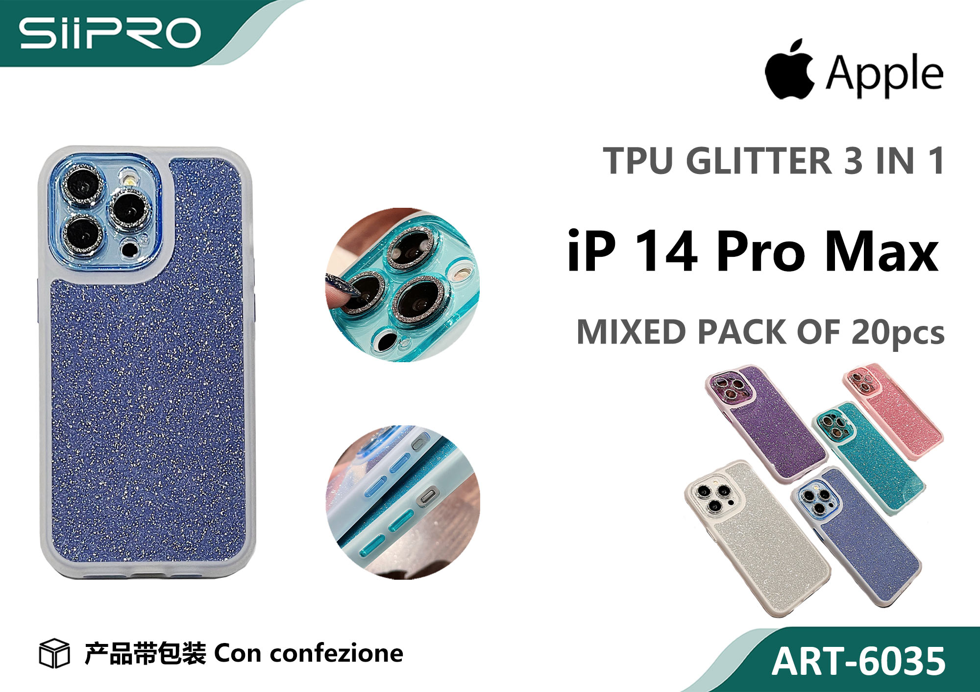 6035-IP14PROMAX COVER GLITTER IP 14PROMAX - immagine 1