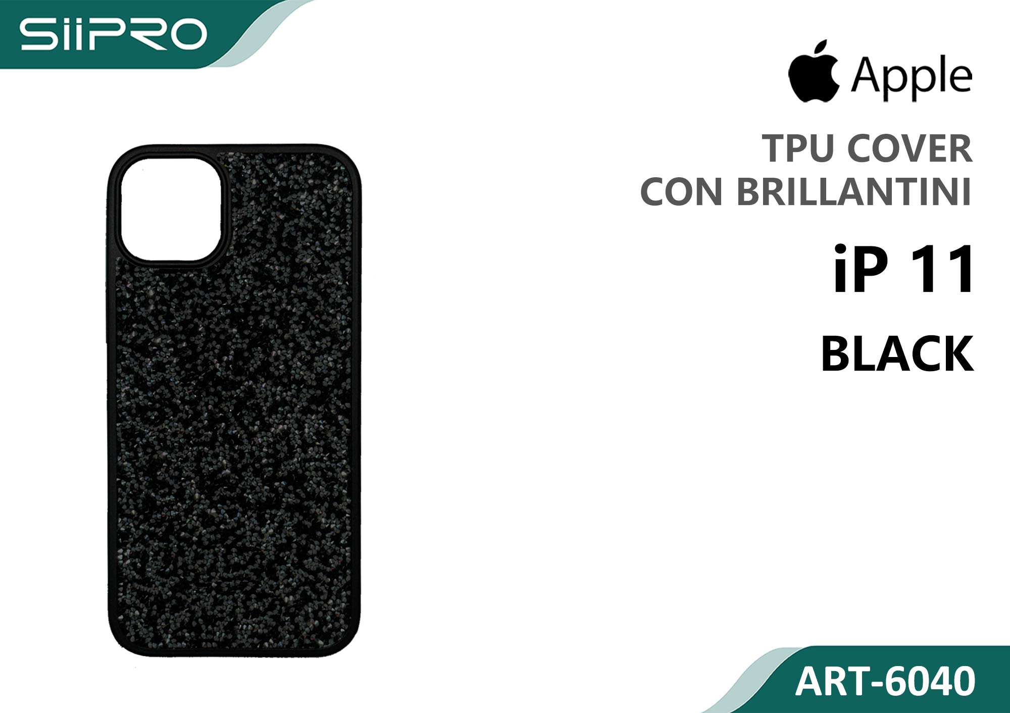 6040-IP11-BLACK COVER CON BRILLANTINI IP 11 - immagine 1