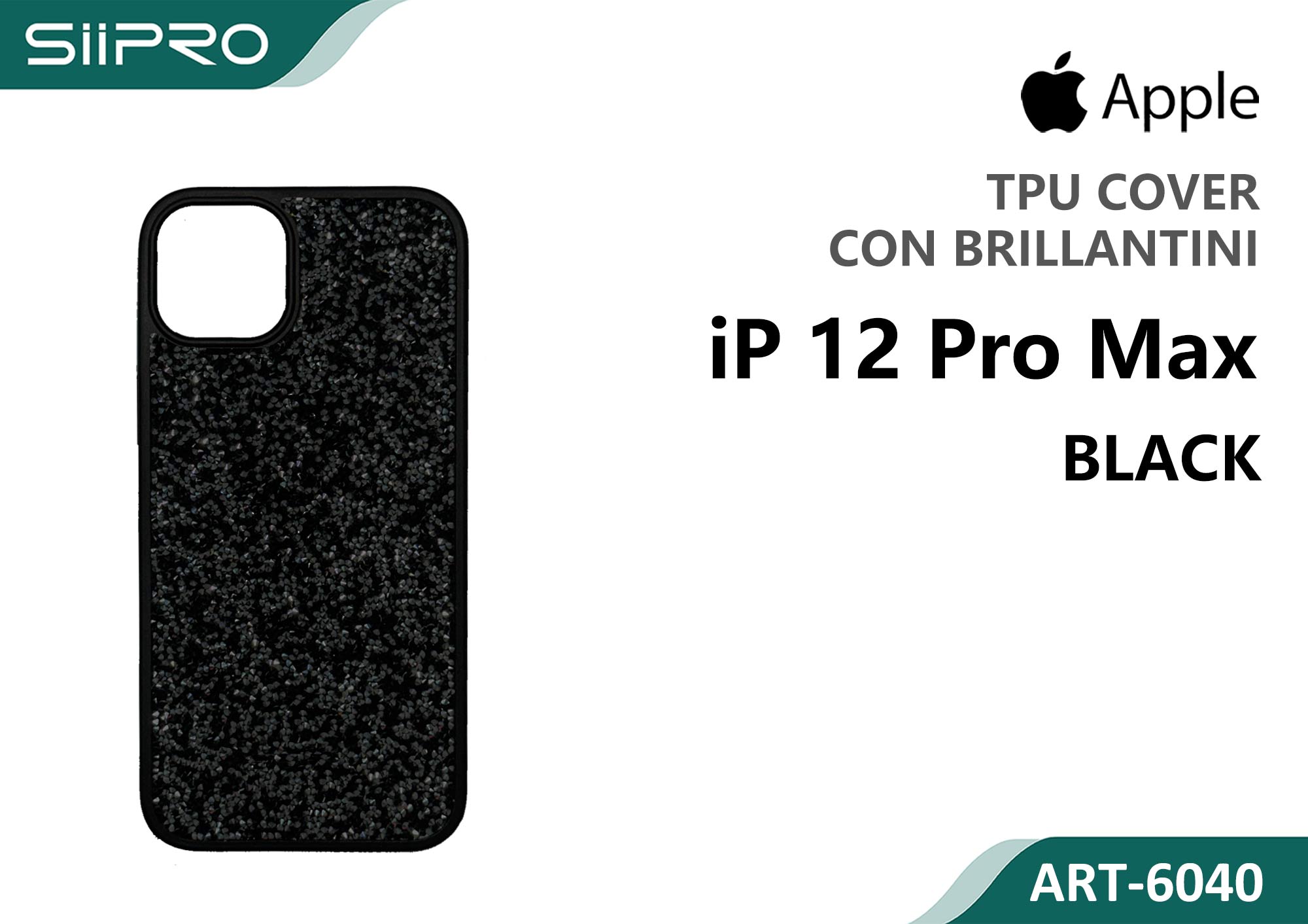 6040-IP12PROMAX-BLACK COVER CON BRILLANTINI IP 12PROMAX - immagine 1