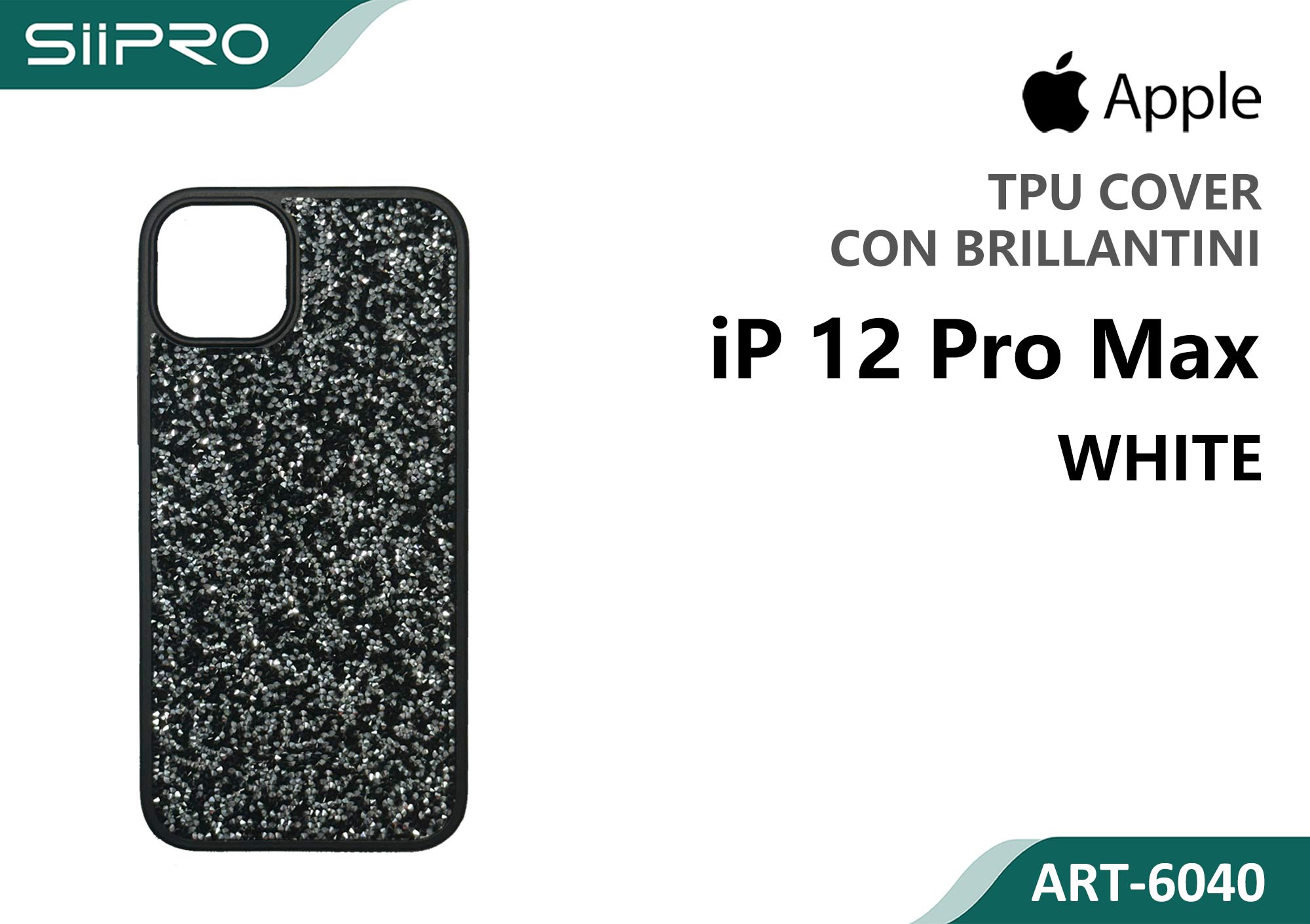 6040-IP12PROMAX-WHITE COVER CON BRILLANTINI IP 12PROMAX - immagine 1