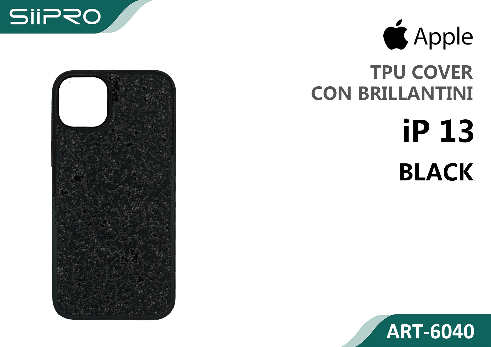 6040-IP13-BLACK COVER CON BRILLANTINI IP 13 - immagine 1