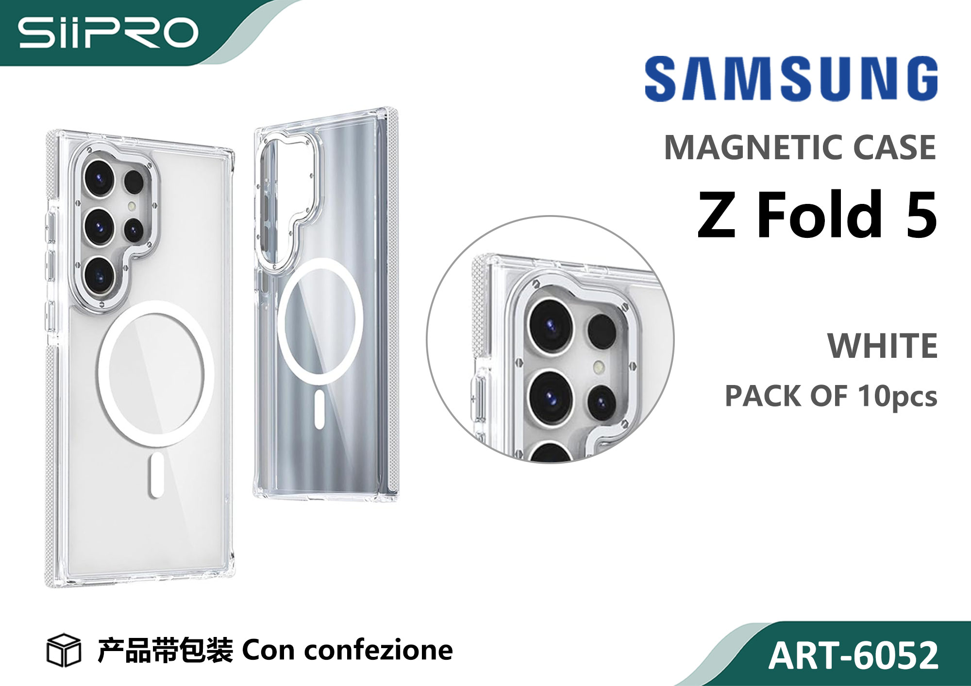 6052-ZFOLD-5-WHITE COVER MAGNETICO SAMSUNG ZFOLD-5 - immagine 1