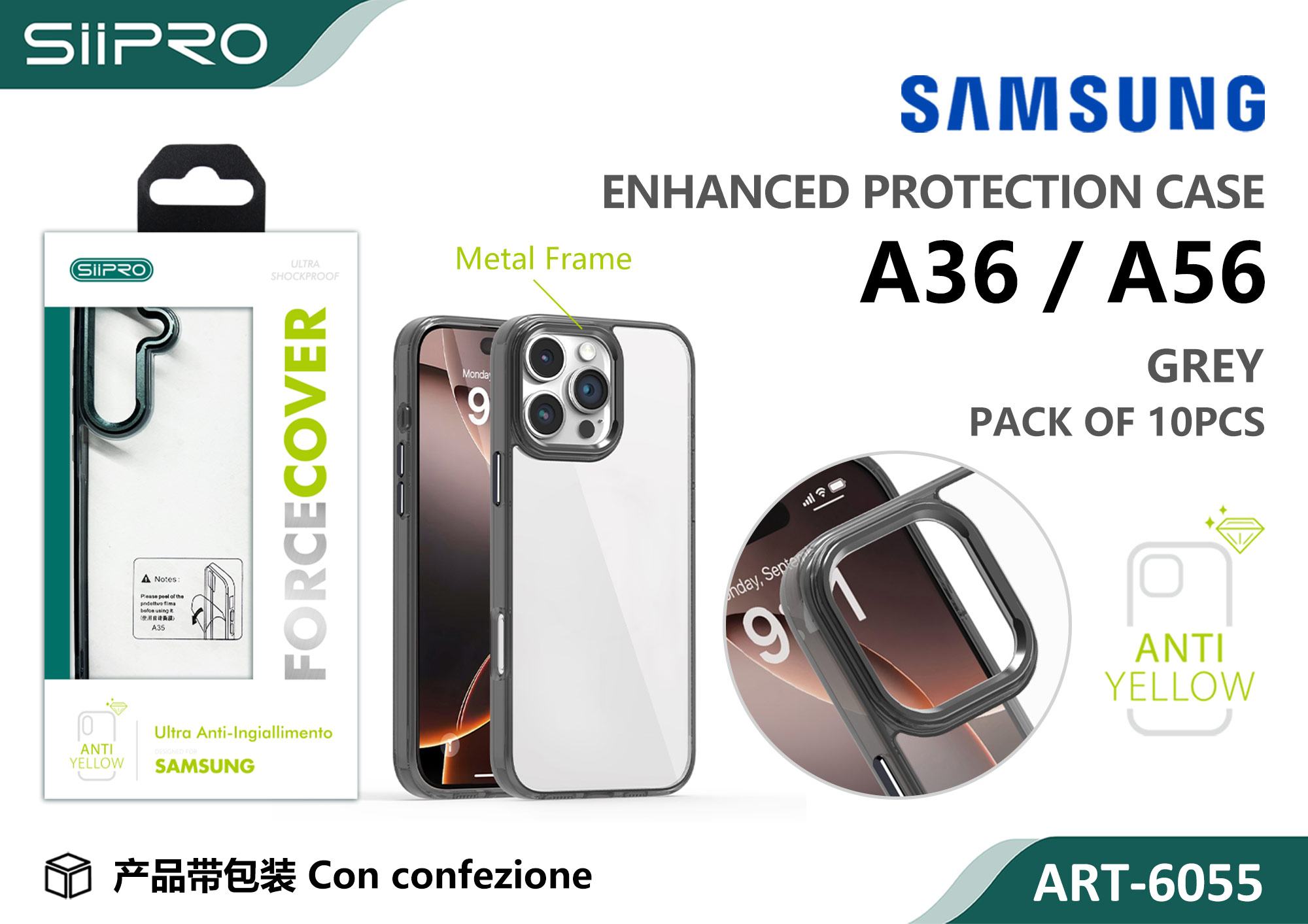 6055-A36-A56-GREY COVER FORCE SAMSUNG A36-A56 - immagine 1
