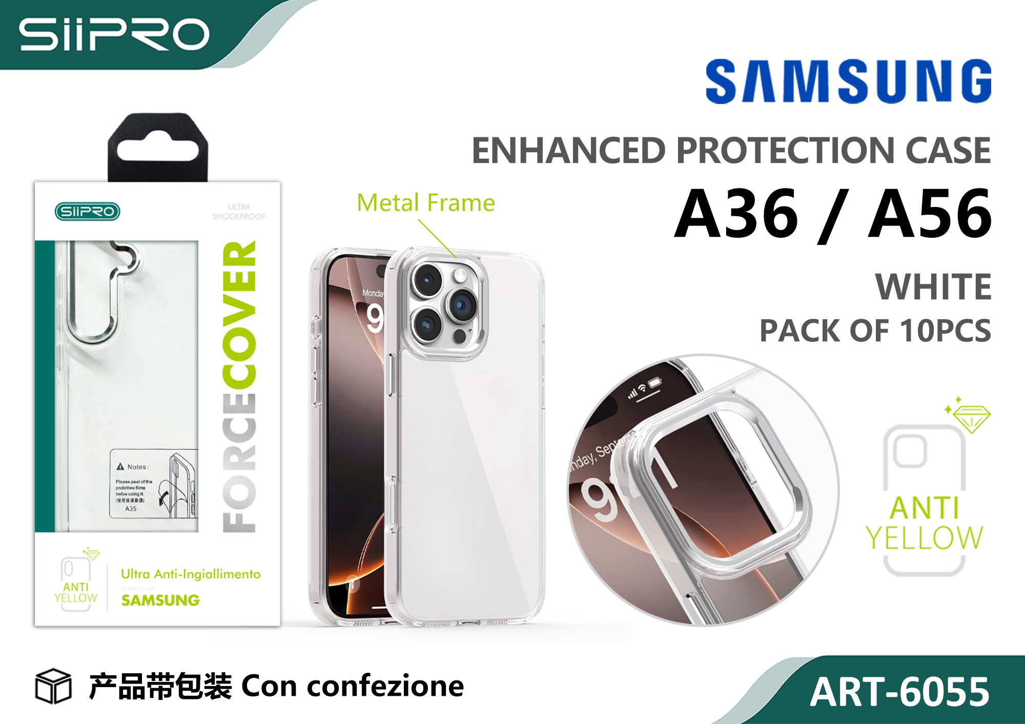 6055-A36-A56-WHITE COVER FORCE SAMSUNG A36-A56 - immagine 1