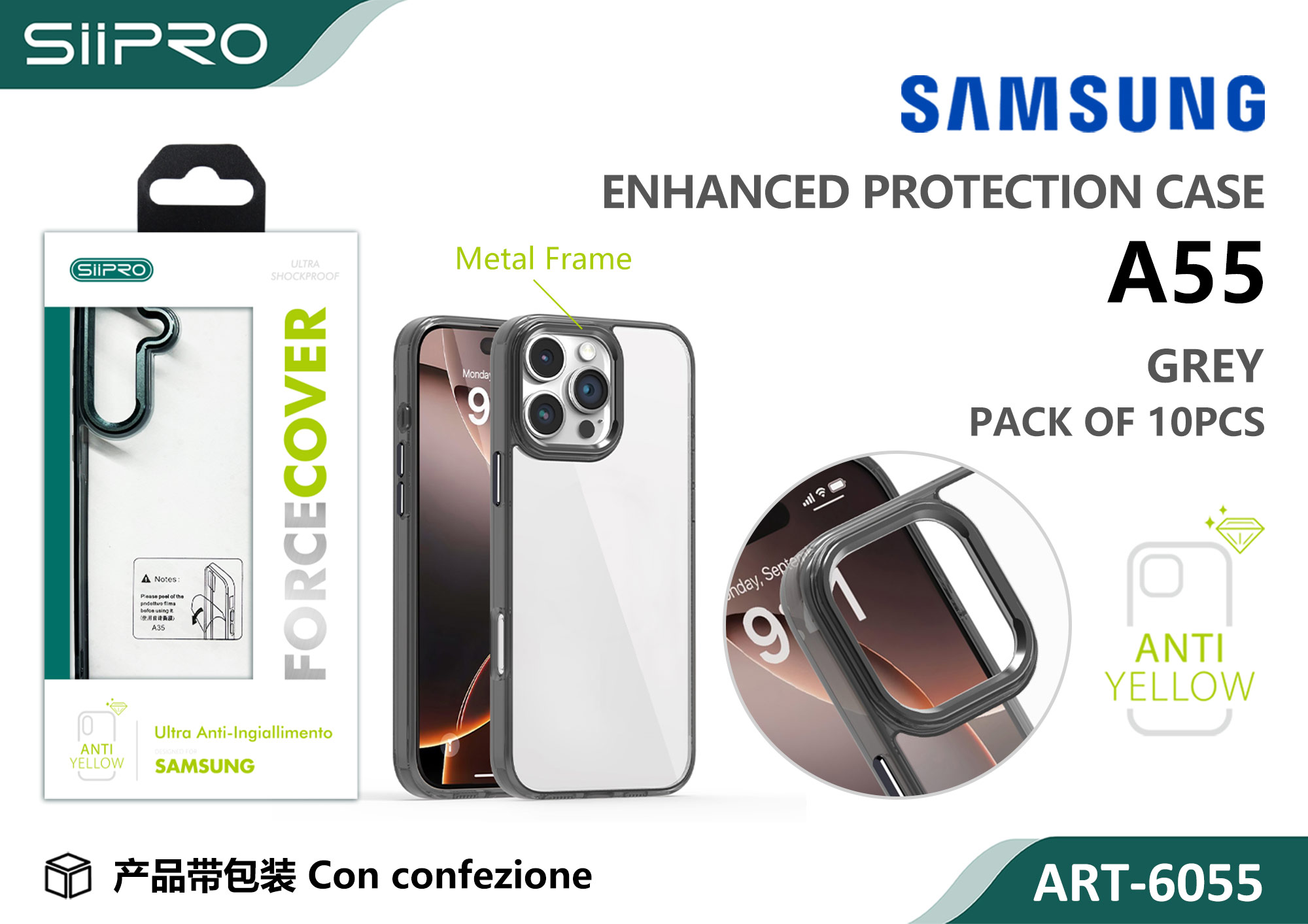 6055-A55-GREY COVER FORCE SAMSUNG A55 - immagine 1