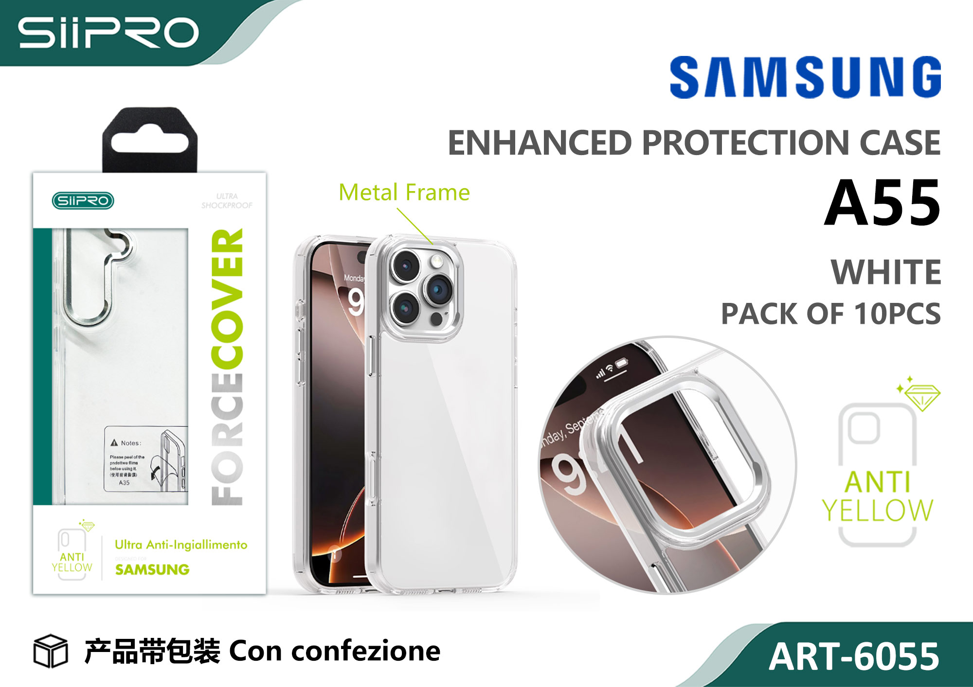 6055-A55-WHITE COVER FORCE SAMSUNG A55 - immagine 1