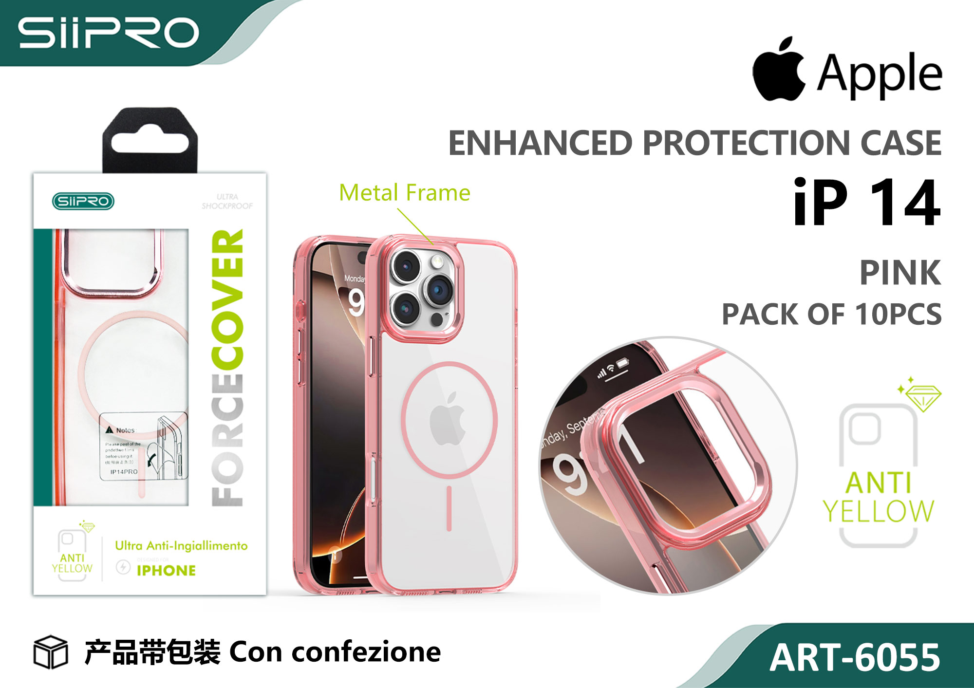 6055-IP14-PINK COVER MAGNETICO FORCE IP 14 - immagine 1