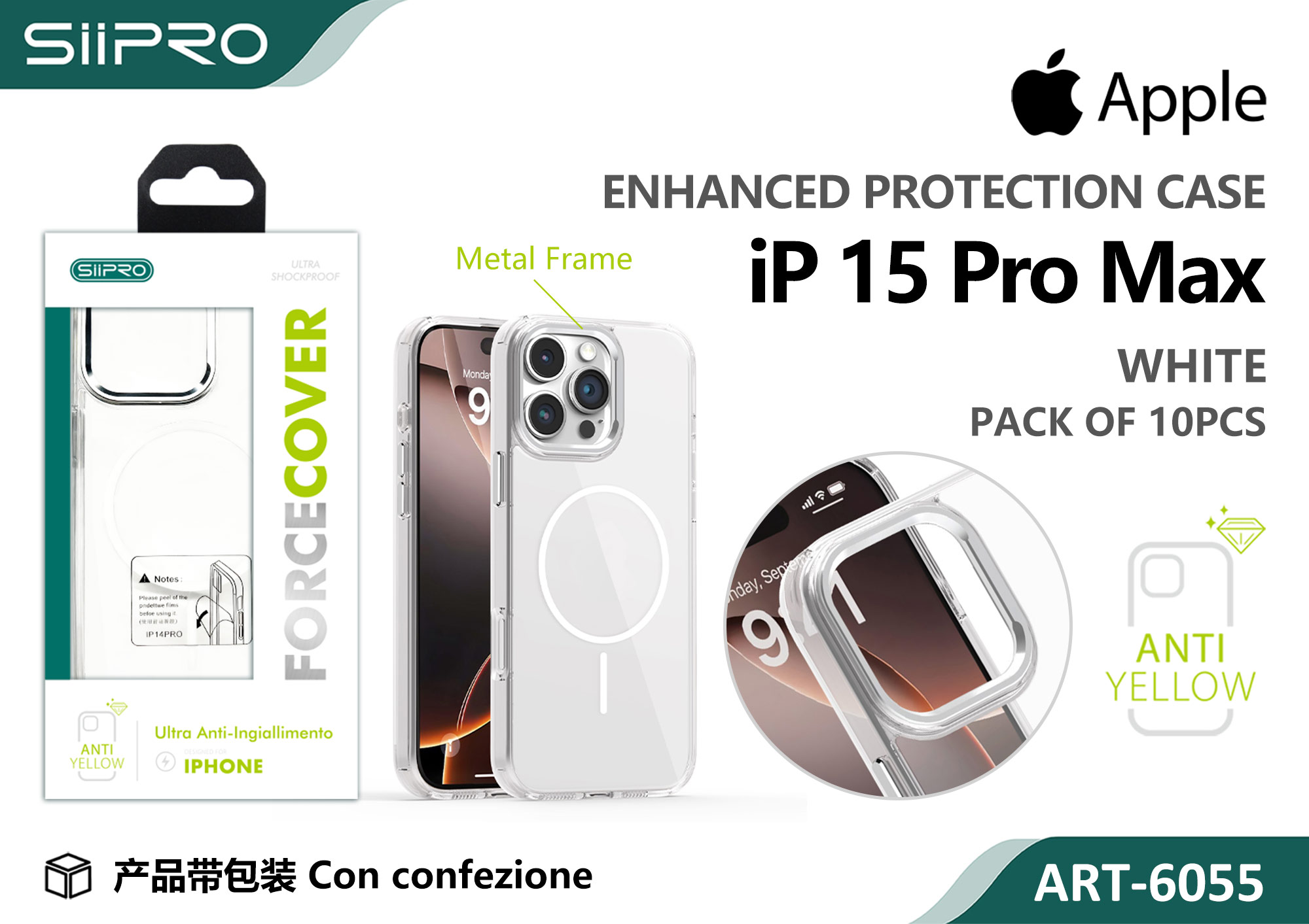 6055-IP15PROMAX-WHITE COVER MAGNETICO FORCE IP 15PROMAX - immagine 1
