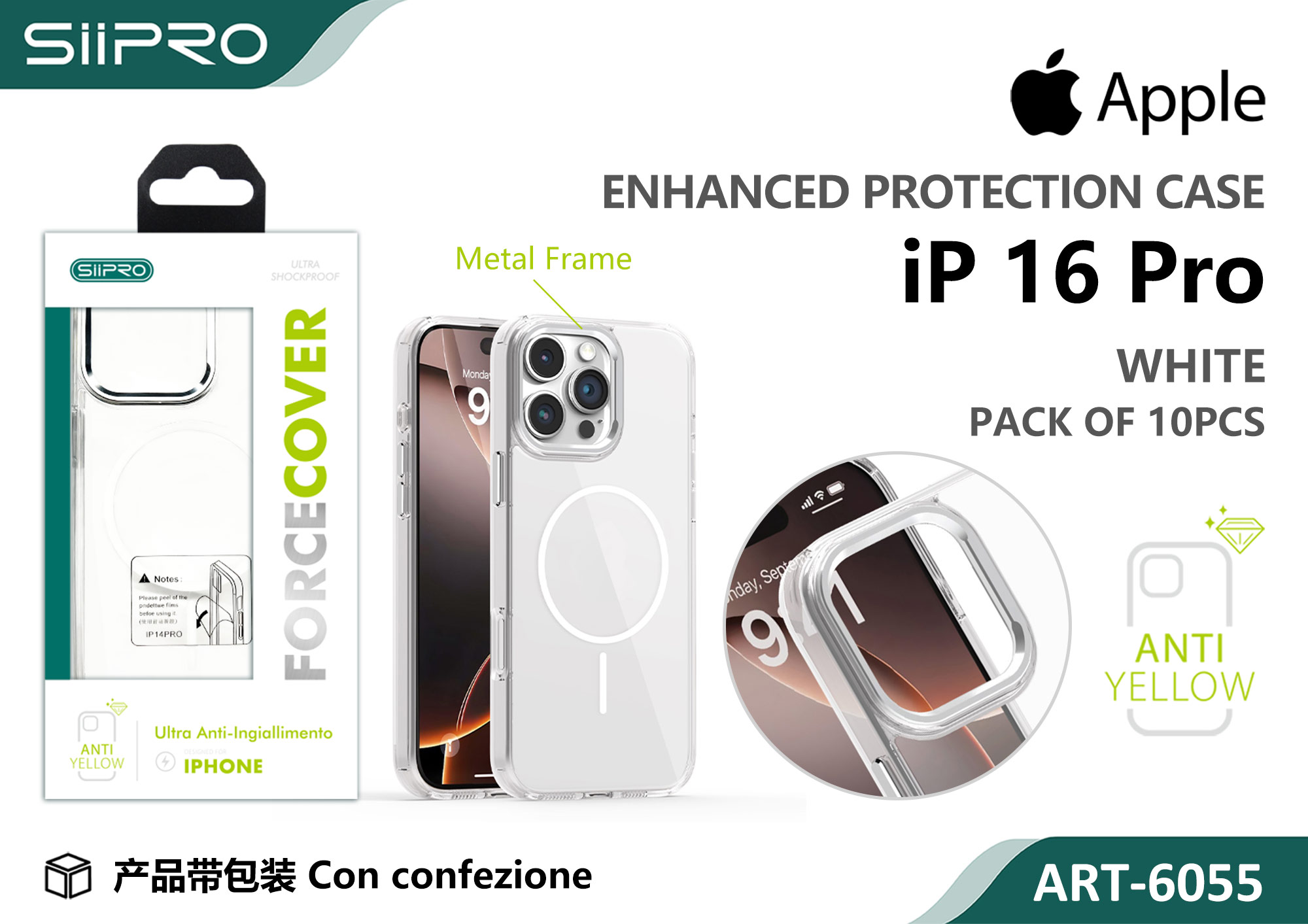6055-IP16PRO-WHITE COVER MAGNETICO FORCE IP 16PRO - immagine 1