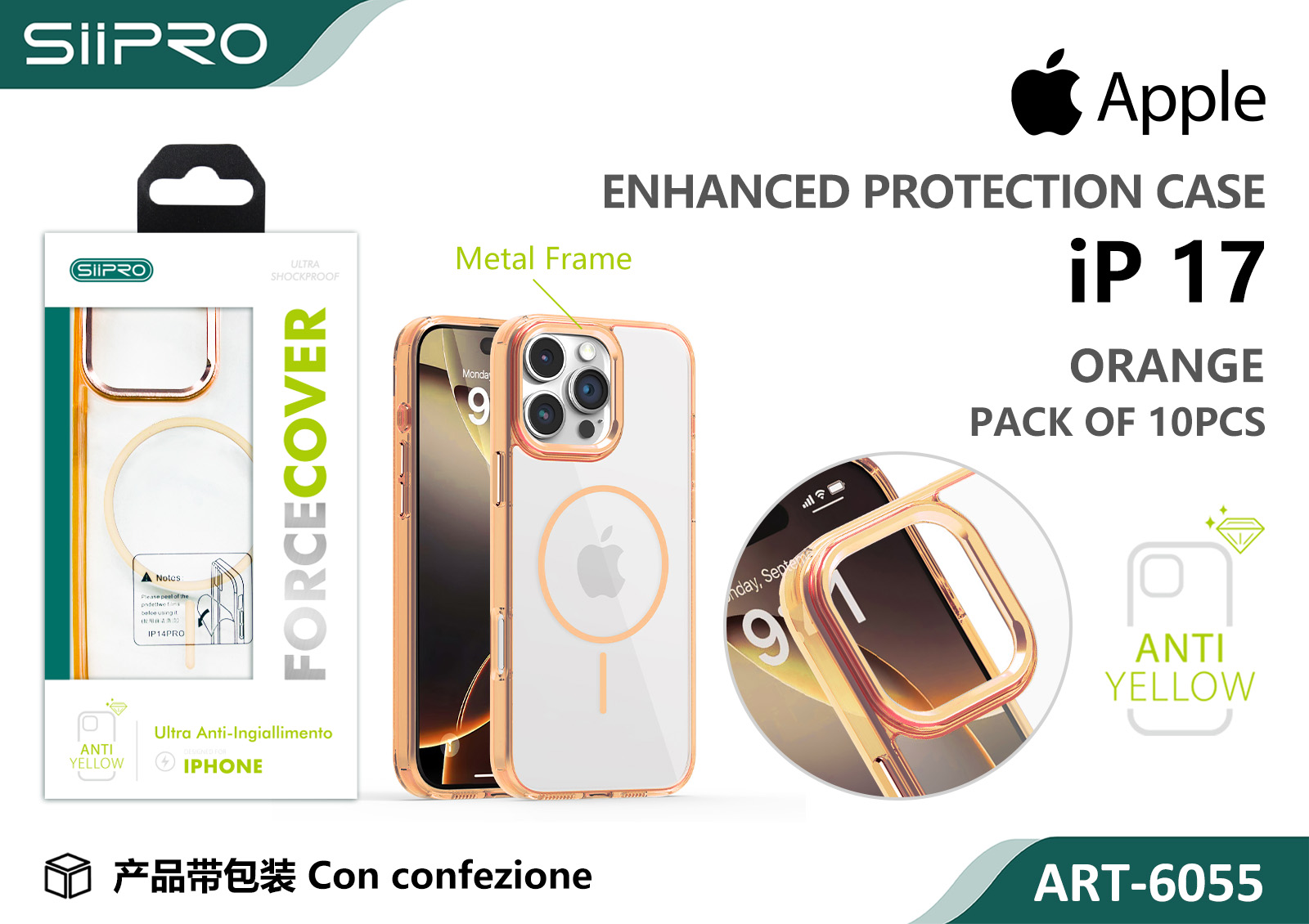 6055-IP17-ORANGE COVER MAGNETICO FORCE IP 17 - immagine 1