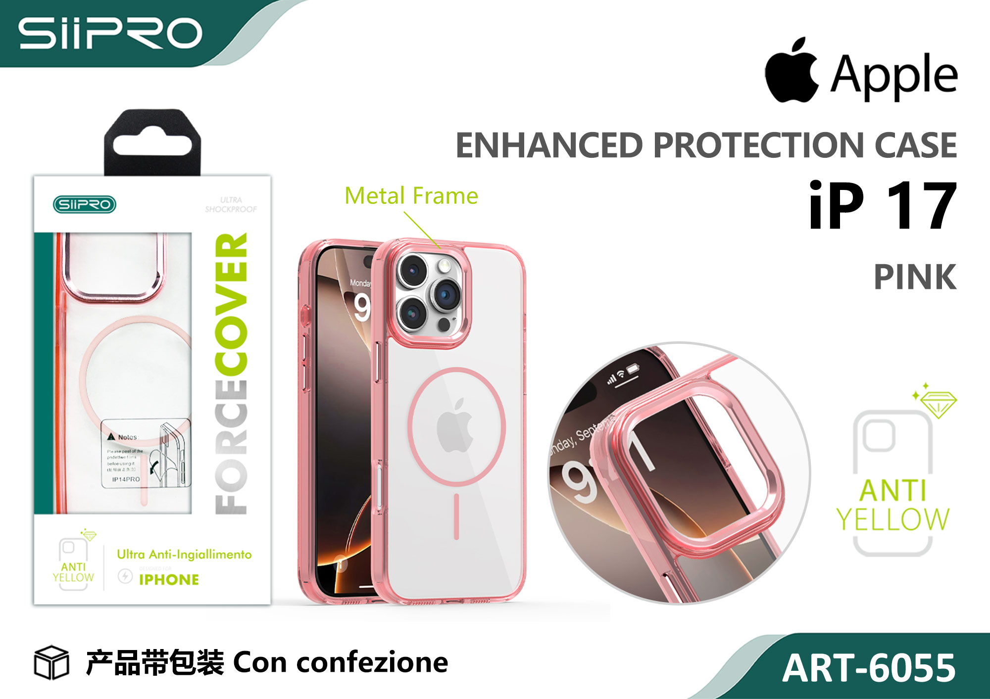 6055-IP17-PINK COVER MAGNETICO FORCE IP 17 - immagine 1