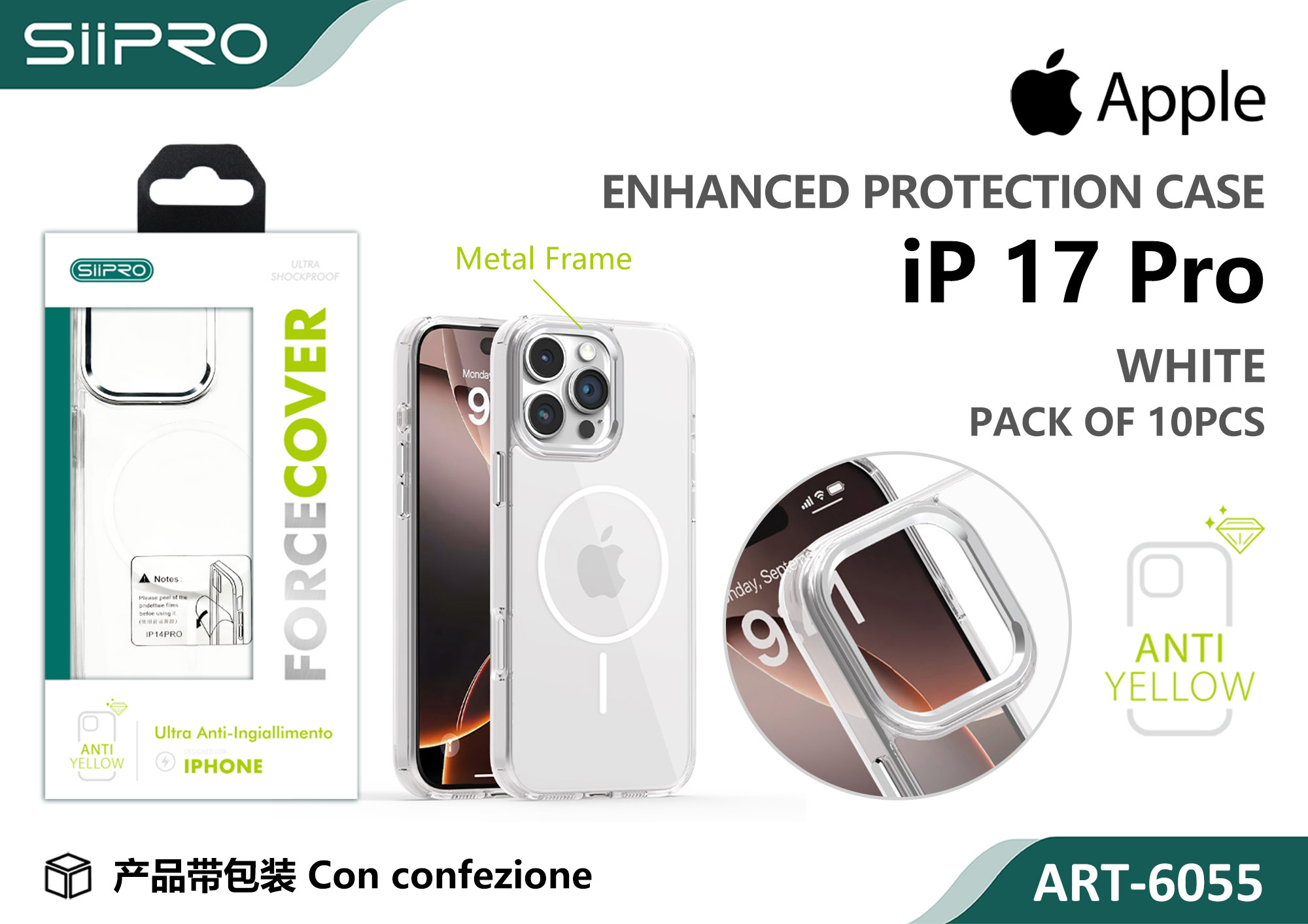 6055-IP17PRO-WHITE COVER MAGNETICO FORCE IP 17PRO - immagine 1
