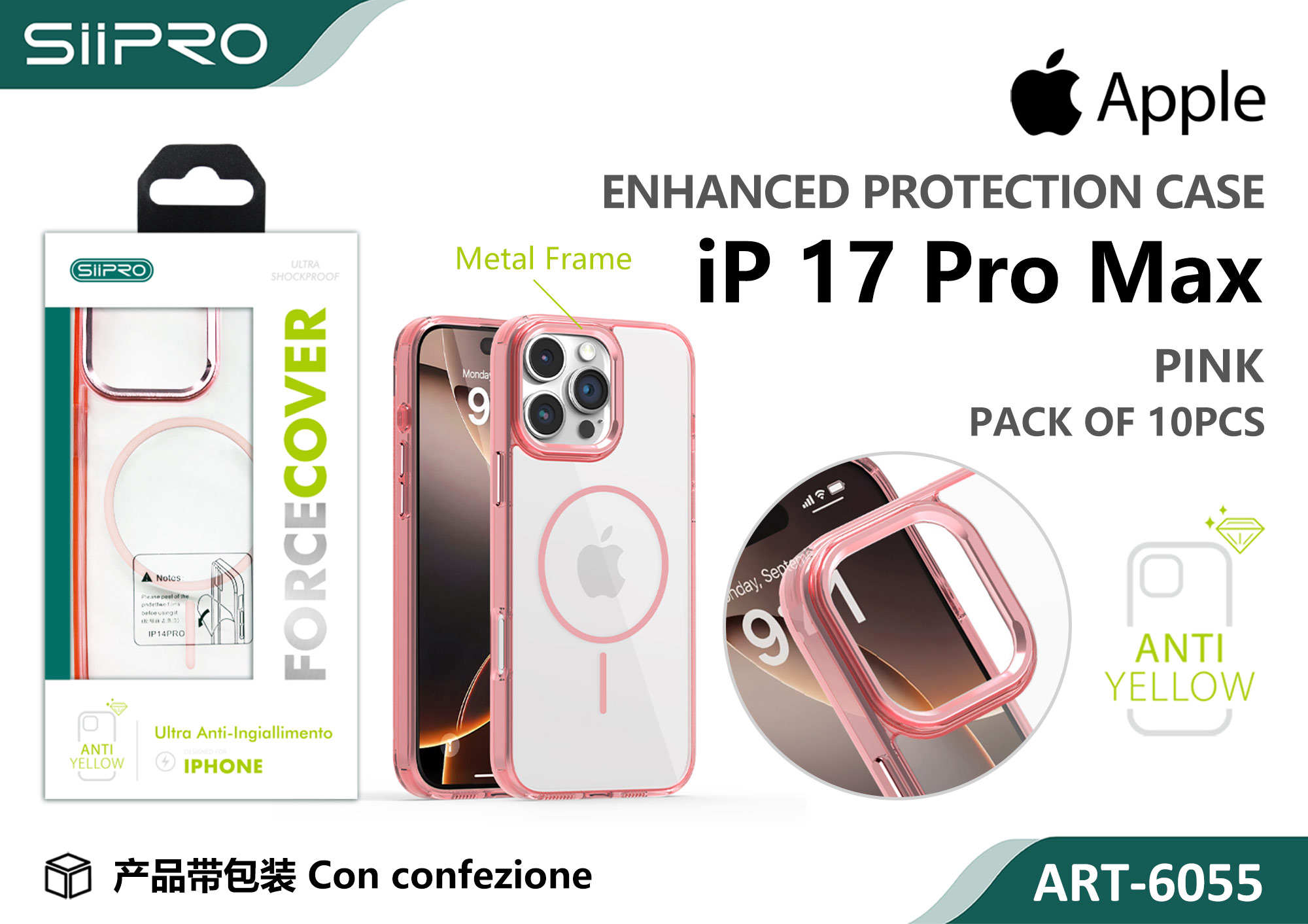 6055-IP17PROMAX-PINK COVER MAGNETICO FORCE IP 17PROMAX - immagine 1