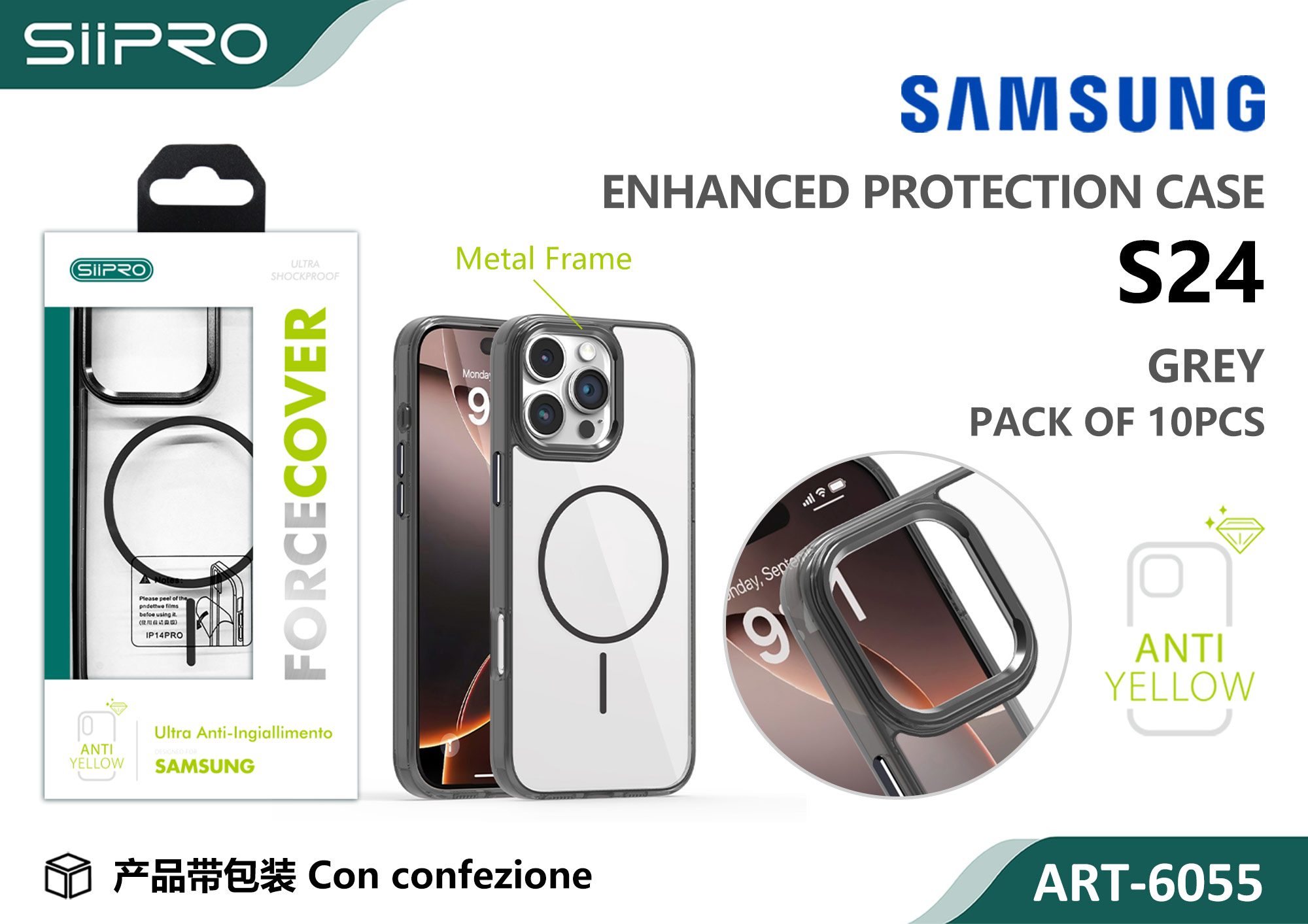 6055-S24-GREY COVER MAGNETICO FORCE SAMSUNG S24 - immagine 1
