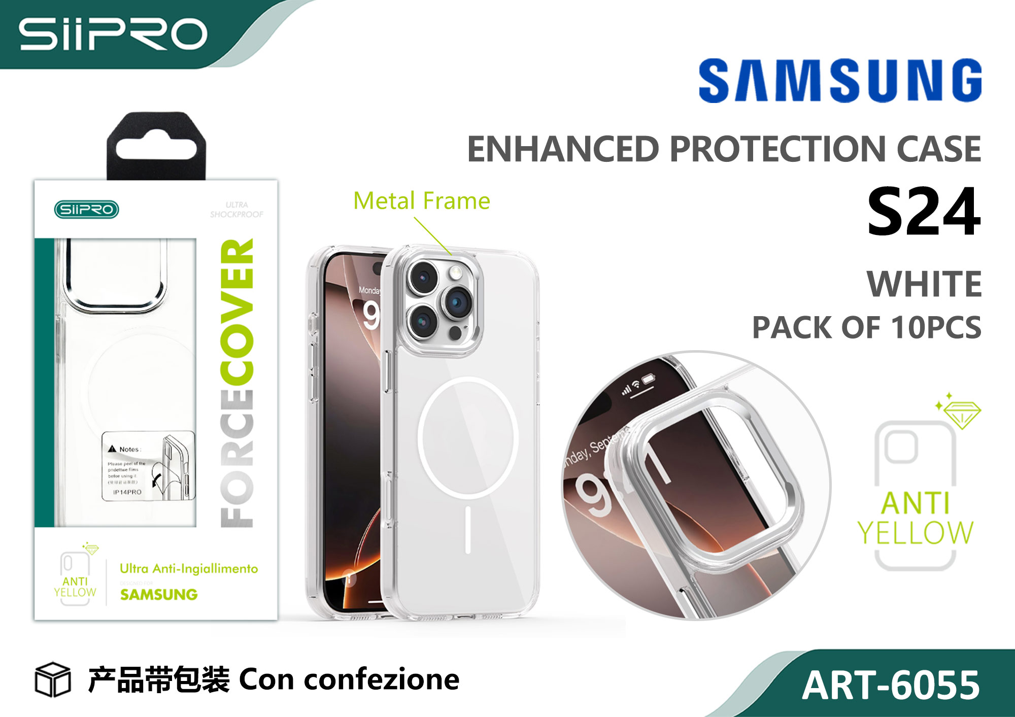 6055-S24-WHITE COVER MAGNETICO FORCE SAMSUNG S24 - immagine 1