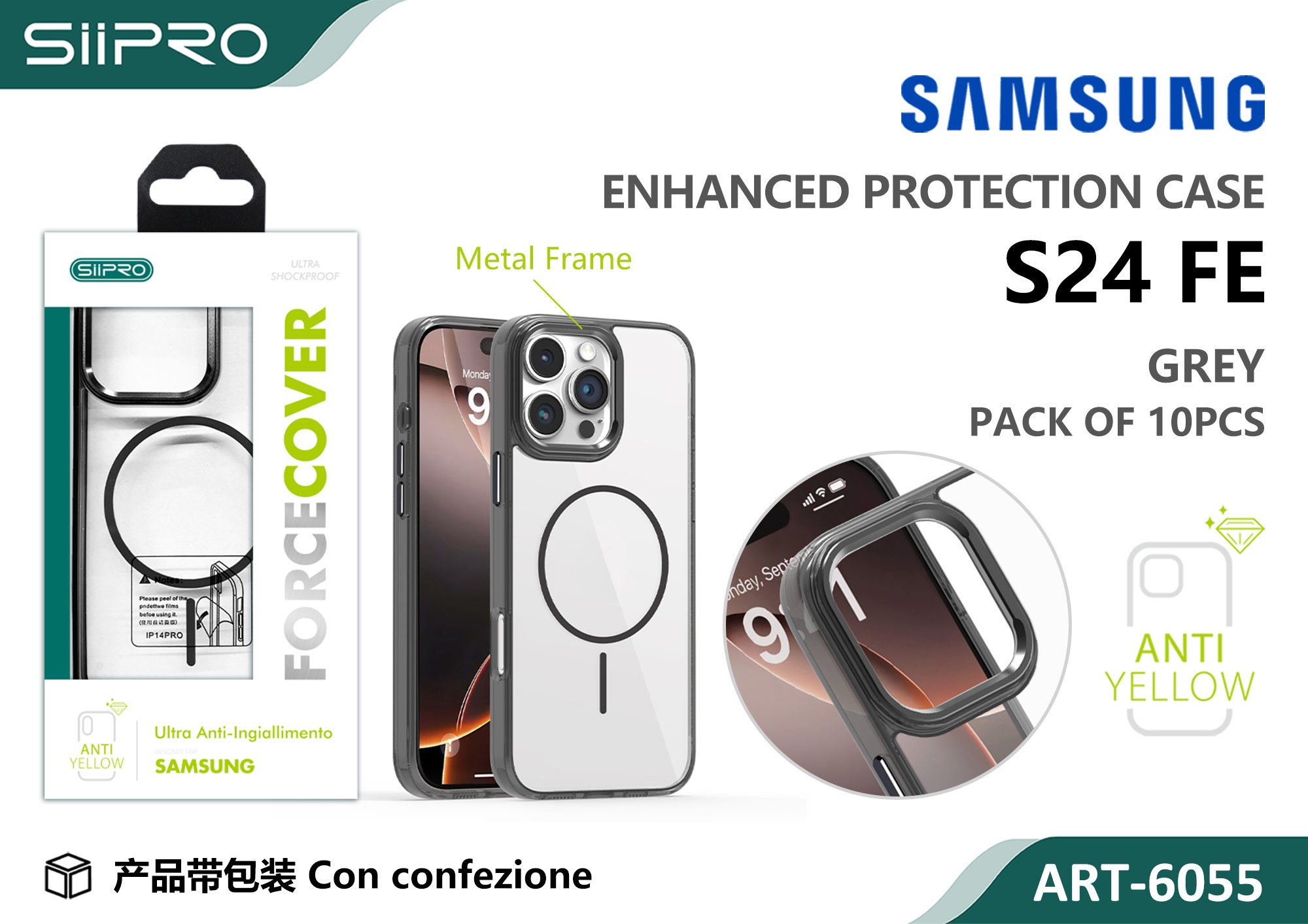 6055-S24FE-GREY COVER MAGNETICO FORCE SAMSUNG S24FE - immagine 1