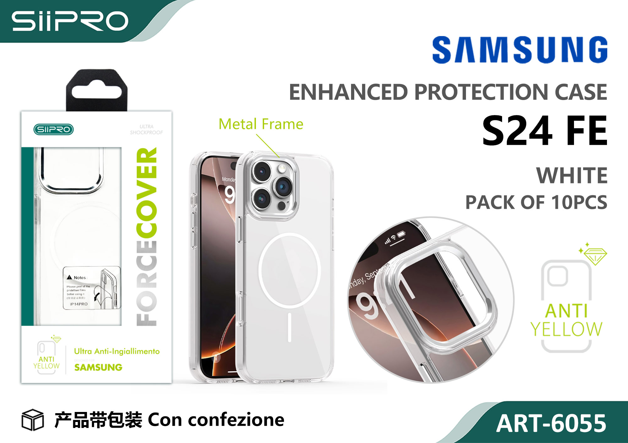 6055-S24FE-WHITE COVER MAGNETICO FORCE SAMSUNG S24FE - immagine 1