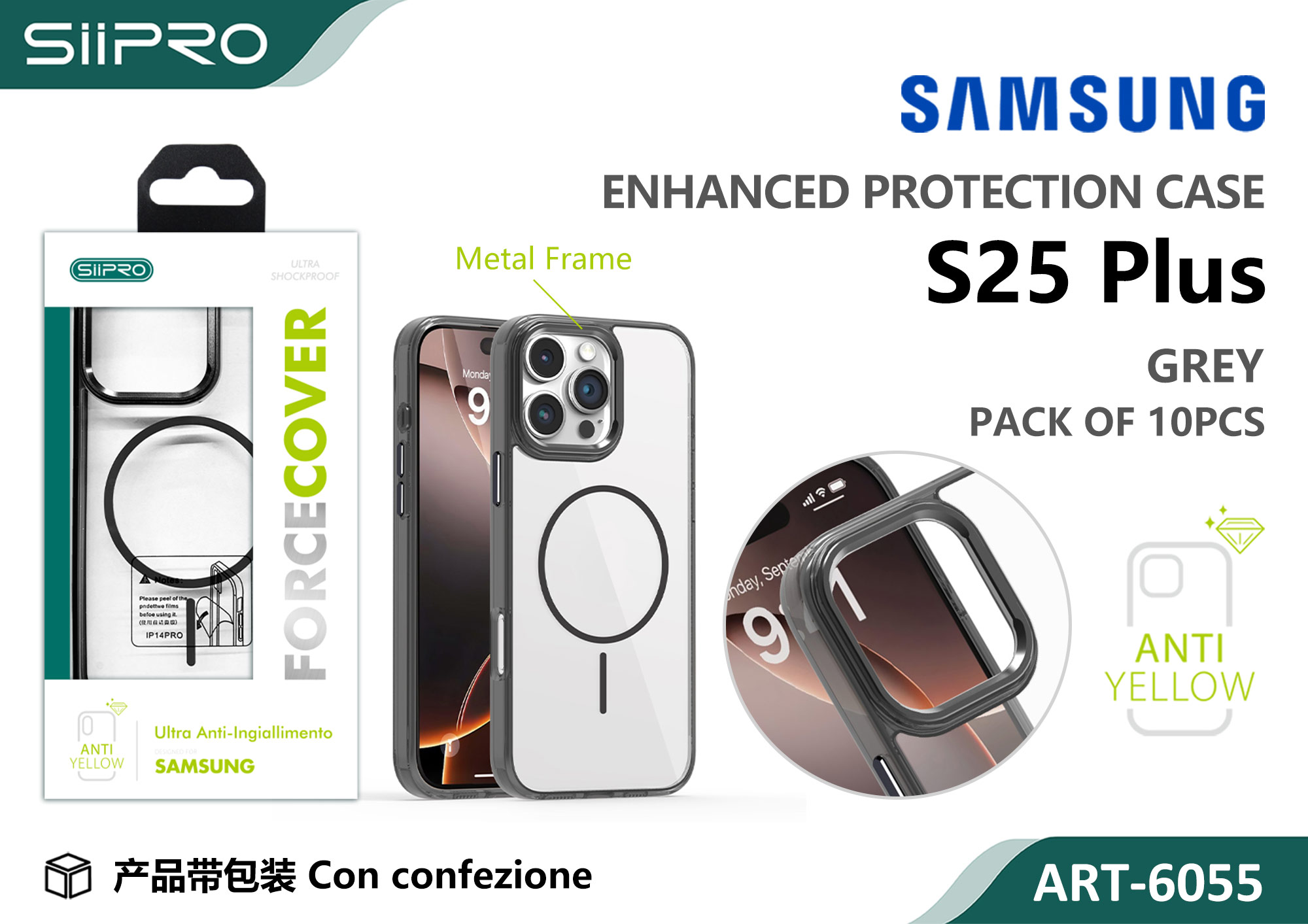 6055-S25PLUS-GREY COVER MAGNETICO FORCE SAMSUNG S25PLUS - immagine 1