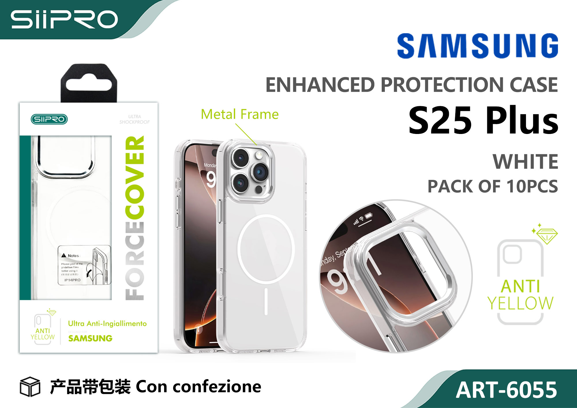 6055-S25PLUS-WHITE COVER MAGNETICO FORCE SAMSUNG S25PLUS - immagine 1