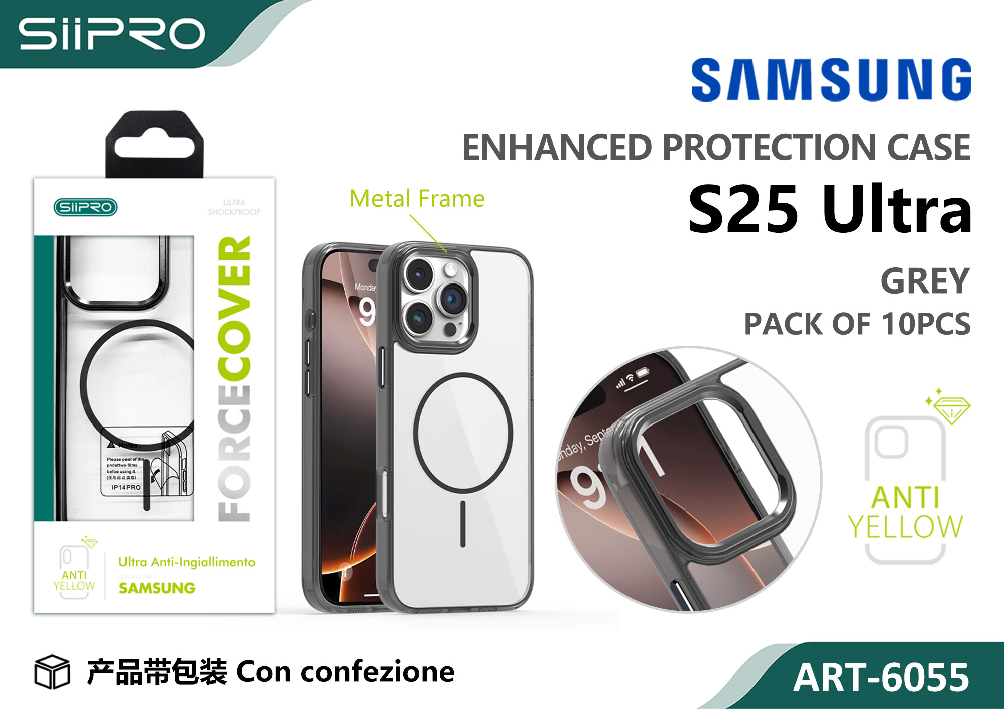 6055-S25ULTRA-GREY COVER MAGNETICO FORCE SAMSUNG S25ULTRA - immagine 1