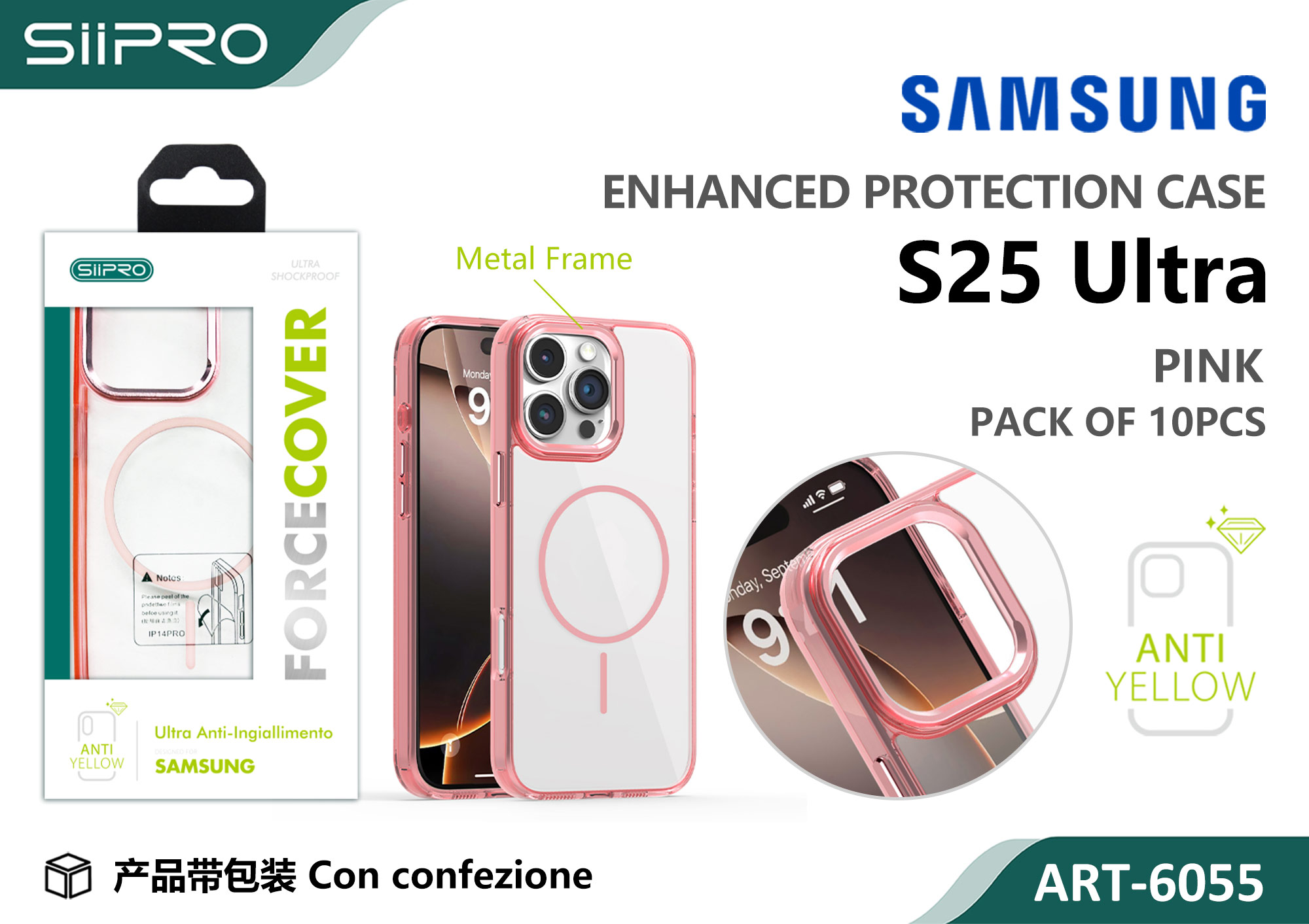 6055-S25ULTRA-PINK COVER MAGNETICO FORCE SAMSUNG S25ULTRA - immagine 1