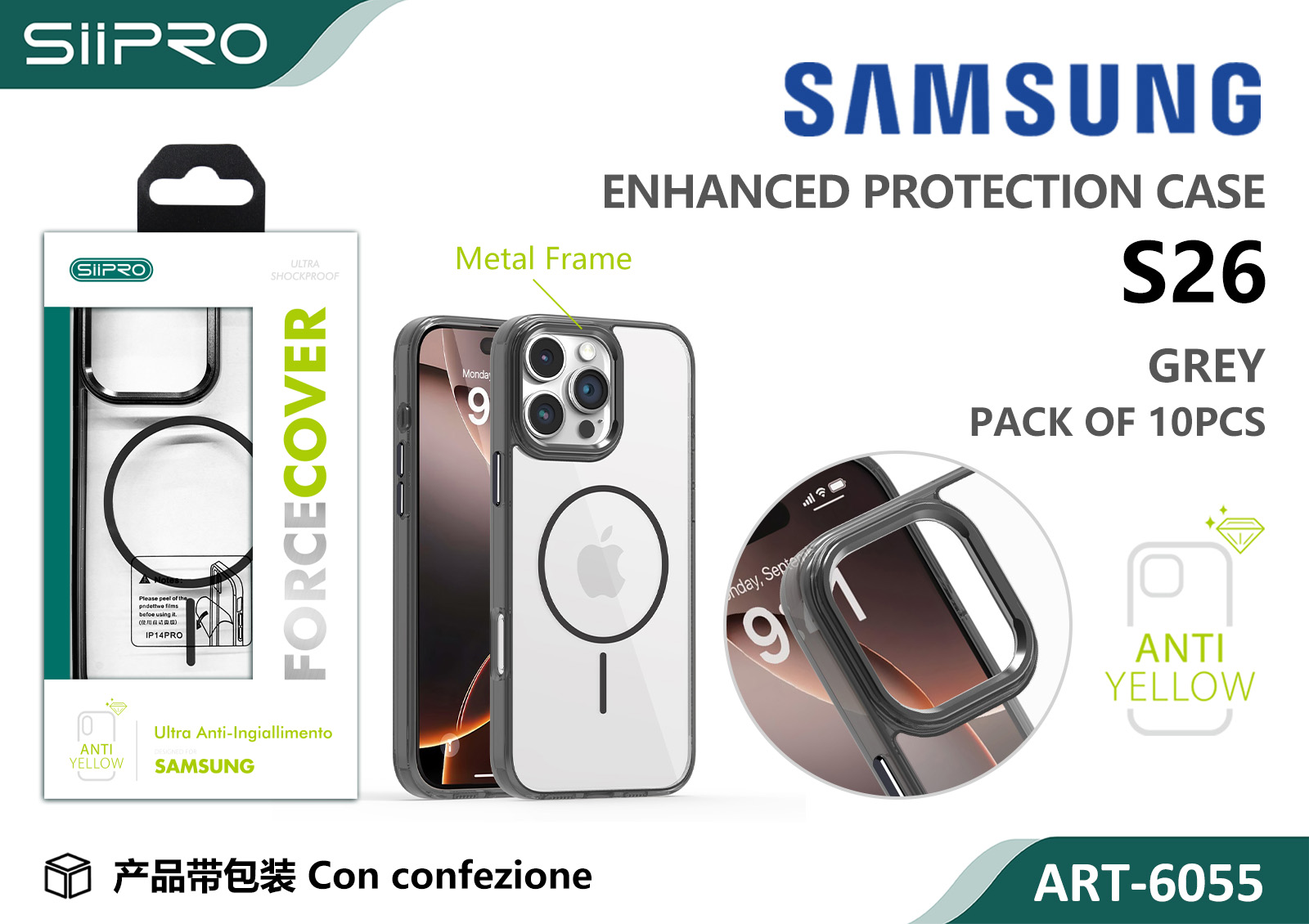 6055-S26-GREY COVER MAGNETICO FORCE SAMSUNG S26 - immagine 1