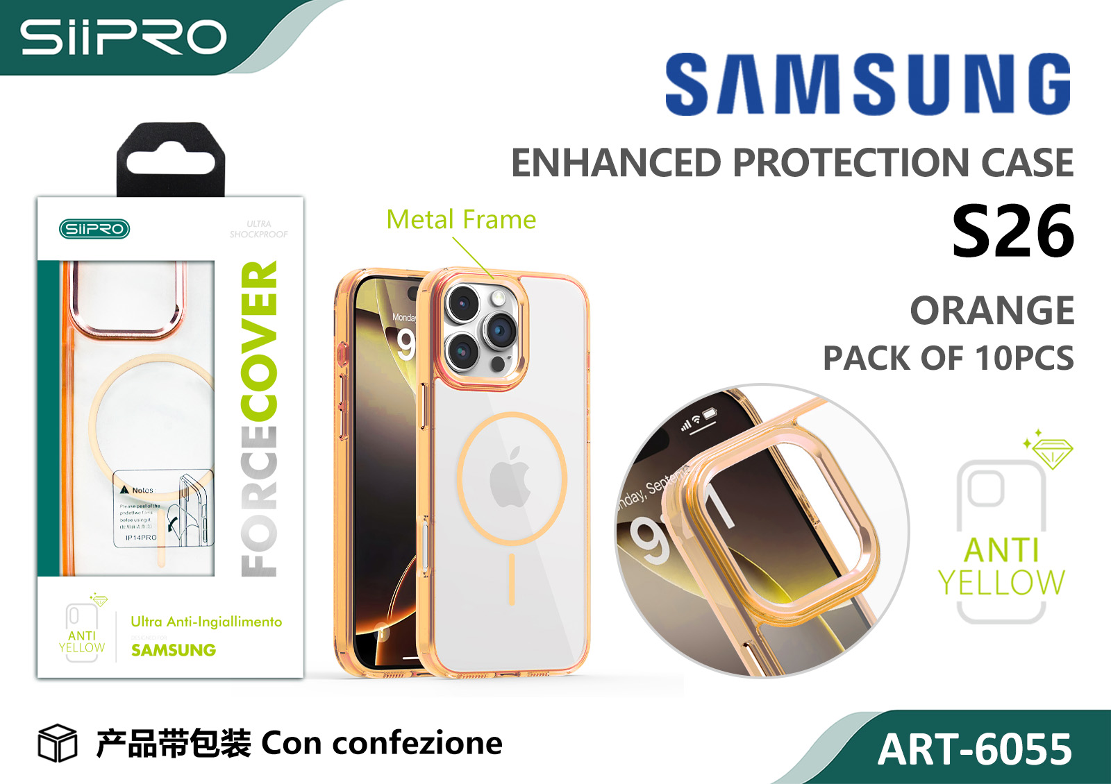 6055-S26-ORANGE COVER MAGNETICO FORCE SAMSUNG S26 - immagine 1
