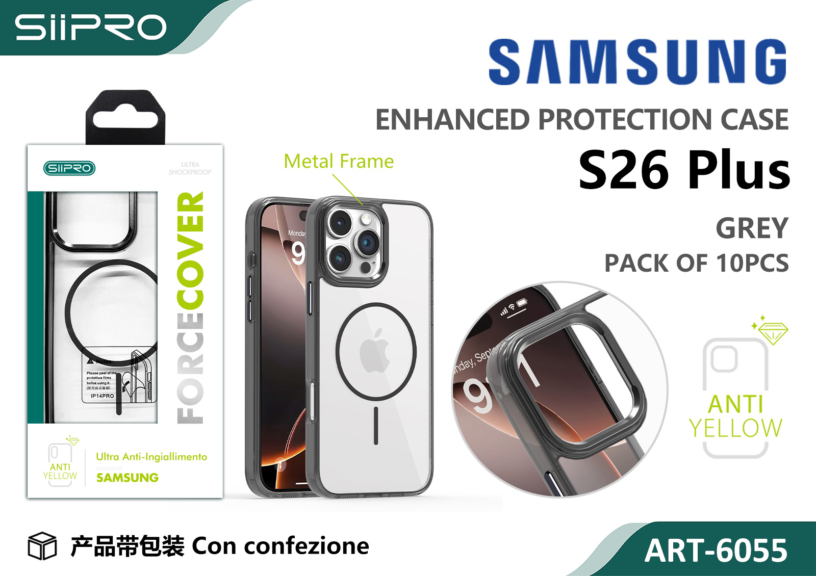 6055-S26PLUS-GREY COVER MAGNETICO FORCE SAMSUNG S26PLUS - immagine 1