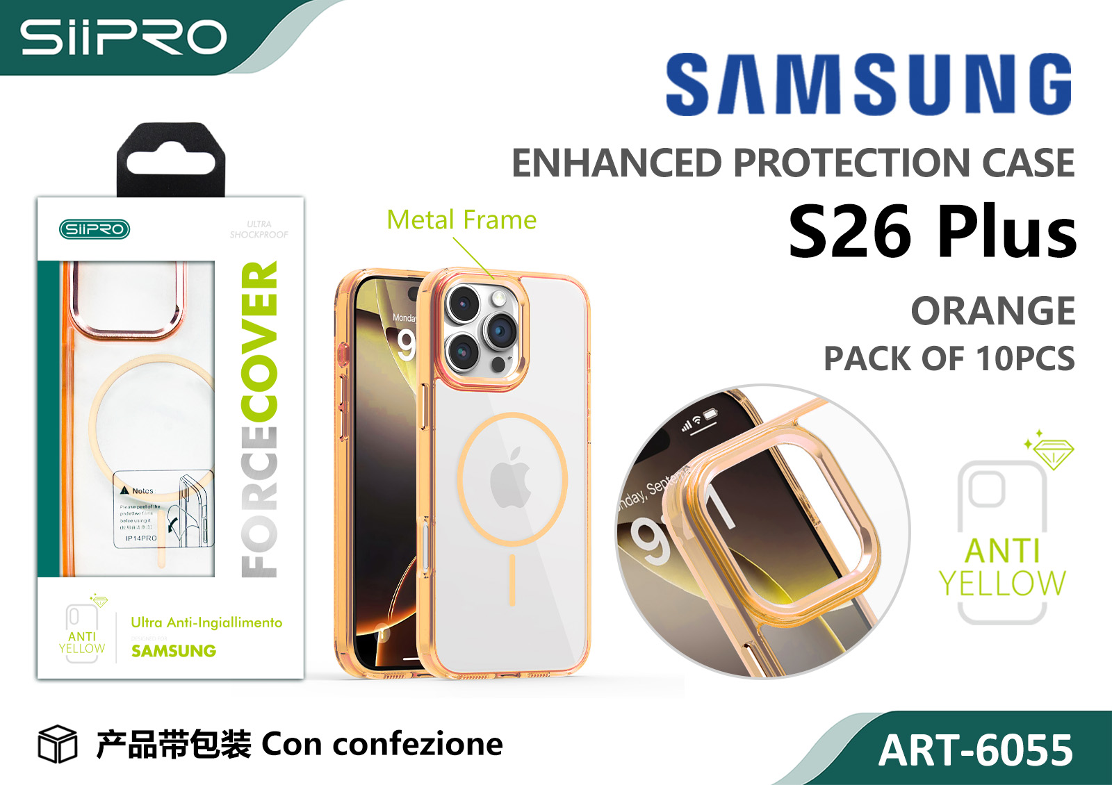 6055-S26PLUS-ORANGE COVER MAGNETICO FORCE SAMSUNG S26PLUS - immagine 1