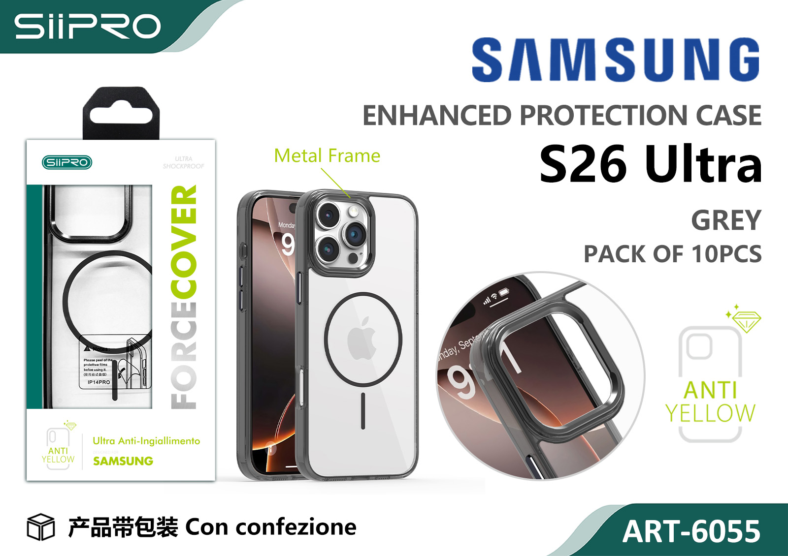 6055-S26ULTRA-GREY COVER MAGNETICO FORCE SAMSUNG S26ULTRA - immagine 1