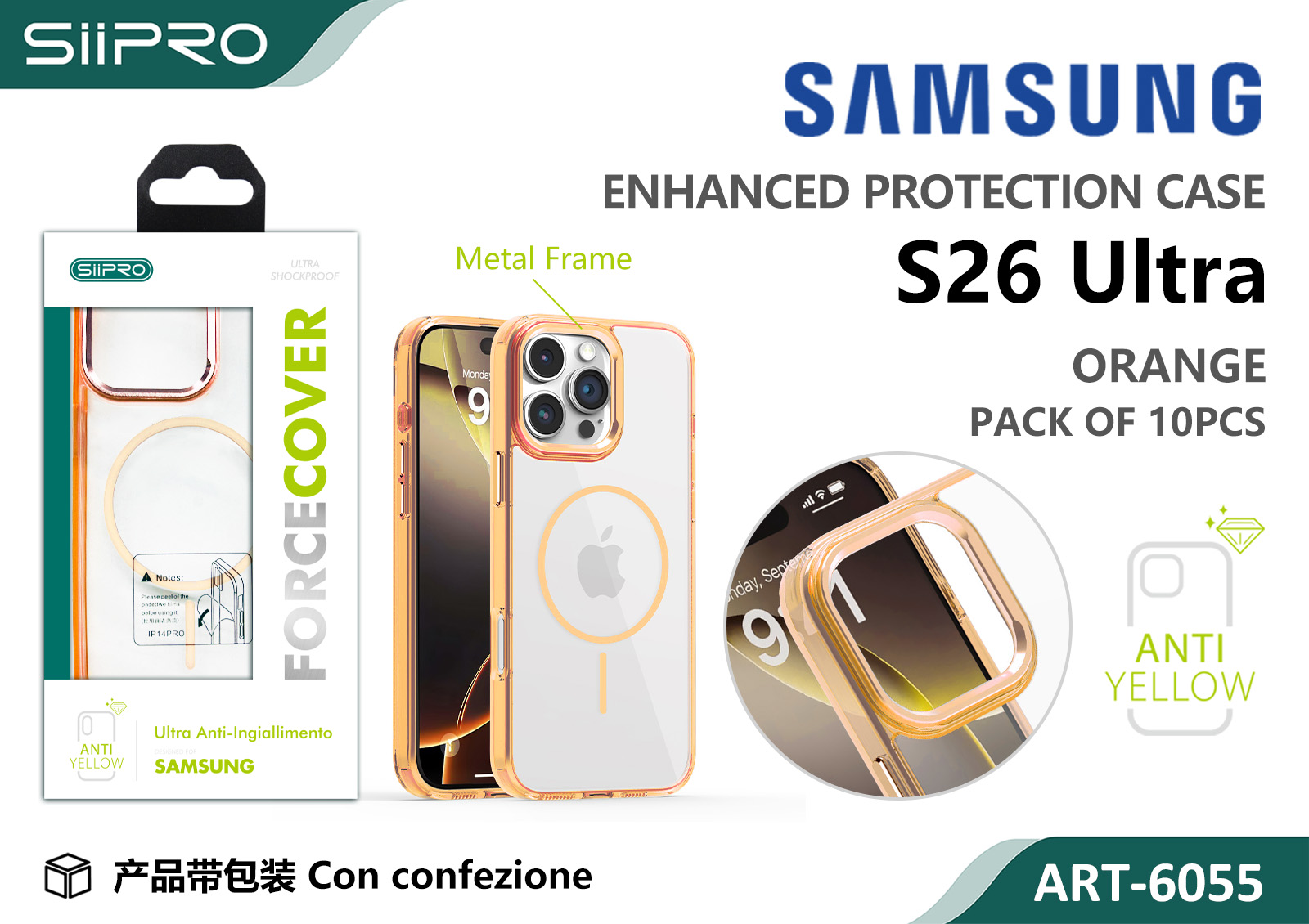 6055-S26ULTRA-ORANGE COVER MAGNETICO FORCE SAMSUNG S26ULTRA - immagine 1