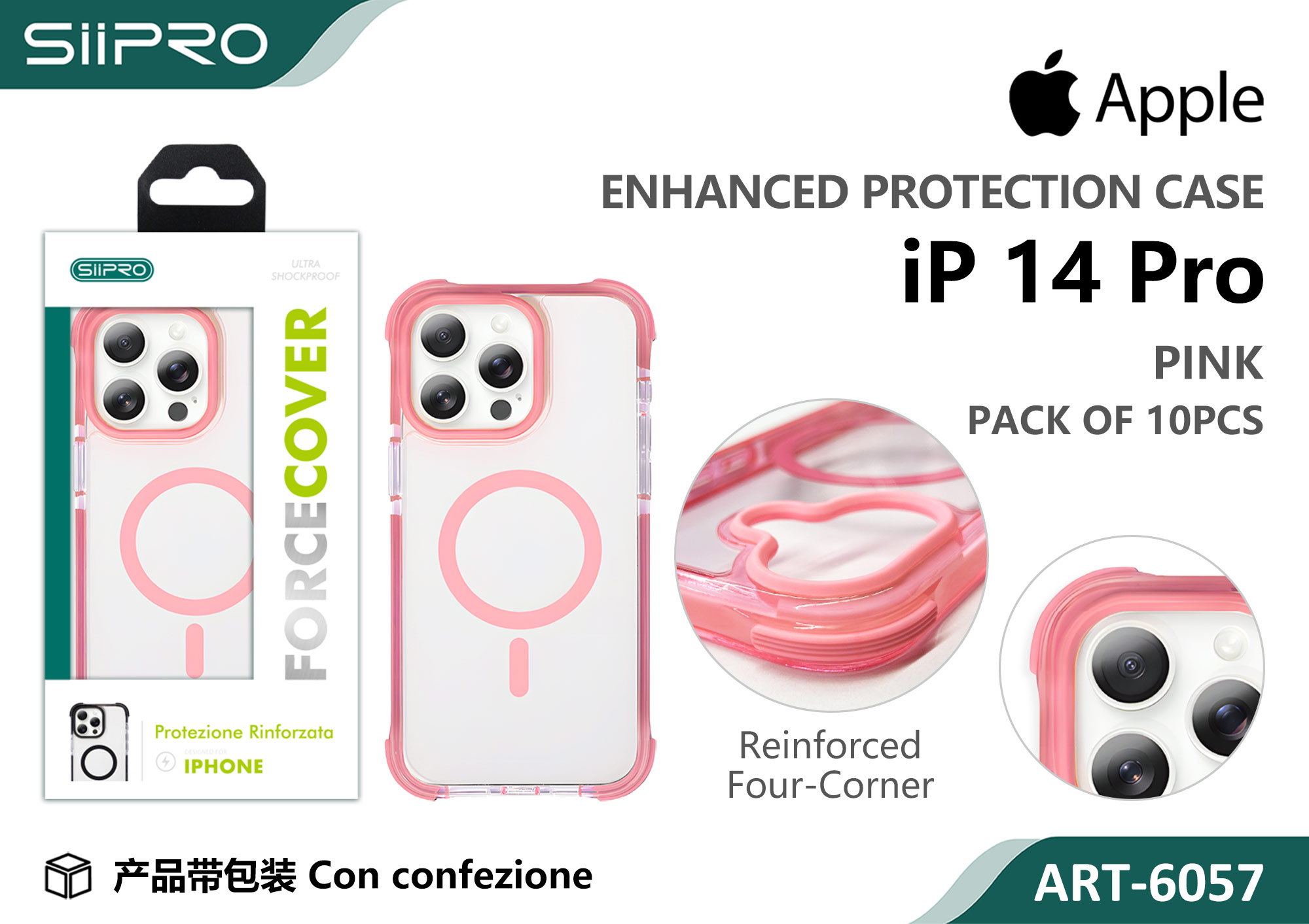 6057-IP14PRO-PINK COVER MAGNETICO ANTICADUTA IP 14PRO - immagine 1