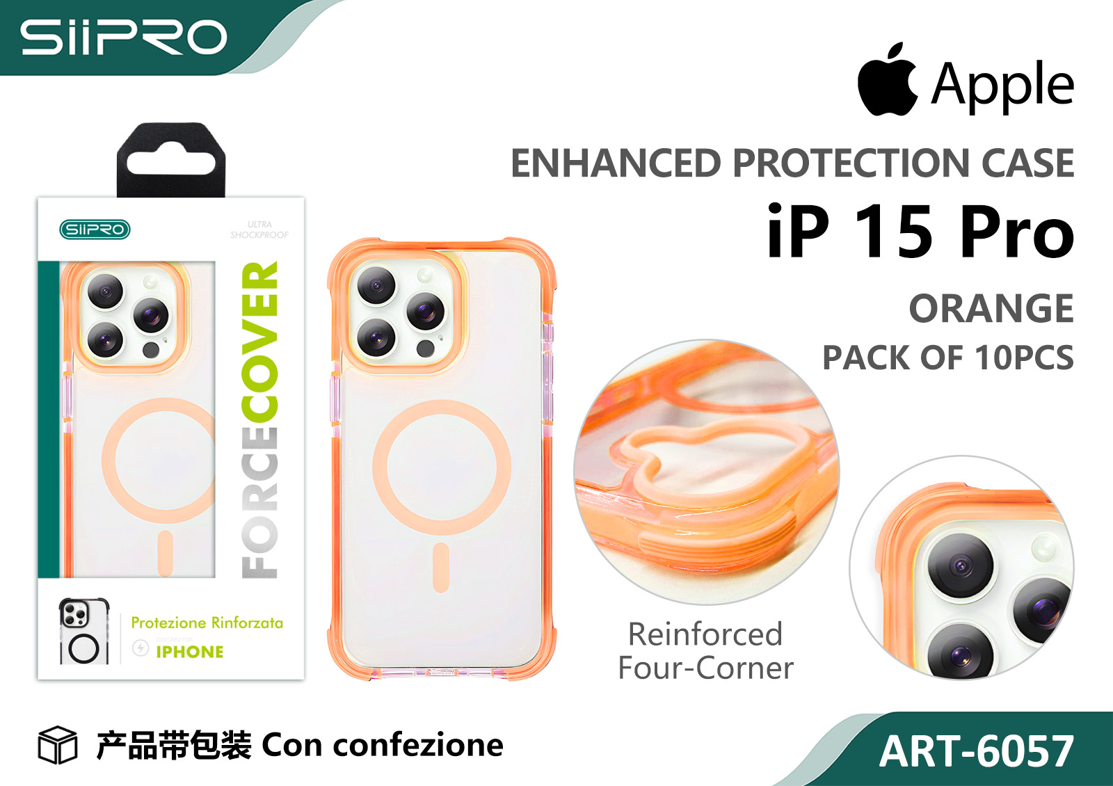 6057-IP15PRO-ORANGE COVER MAGNETICO ANTICADUTA IP 15PRO - immagine 1