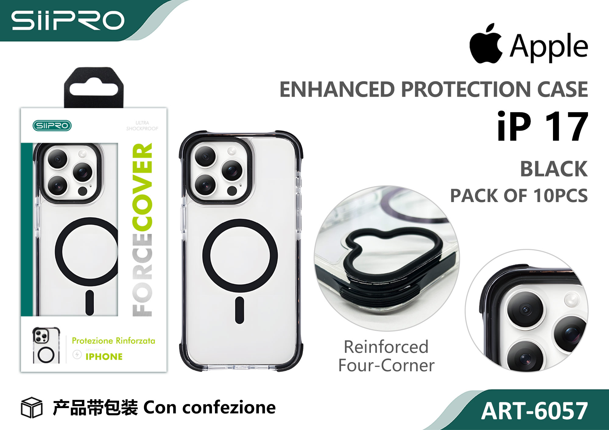 6057-IP17-BLACK COVER MAGNETICO ANTICADUTA IP 17PRO - immagine 1