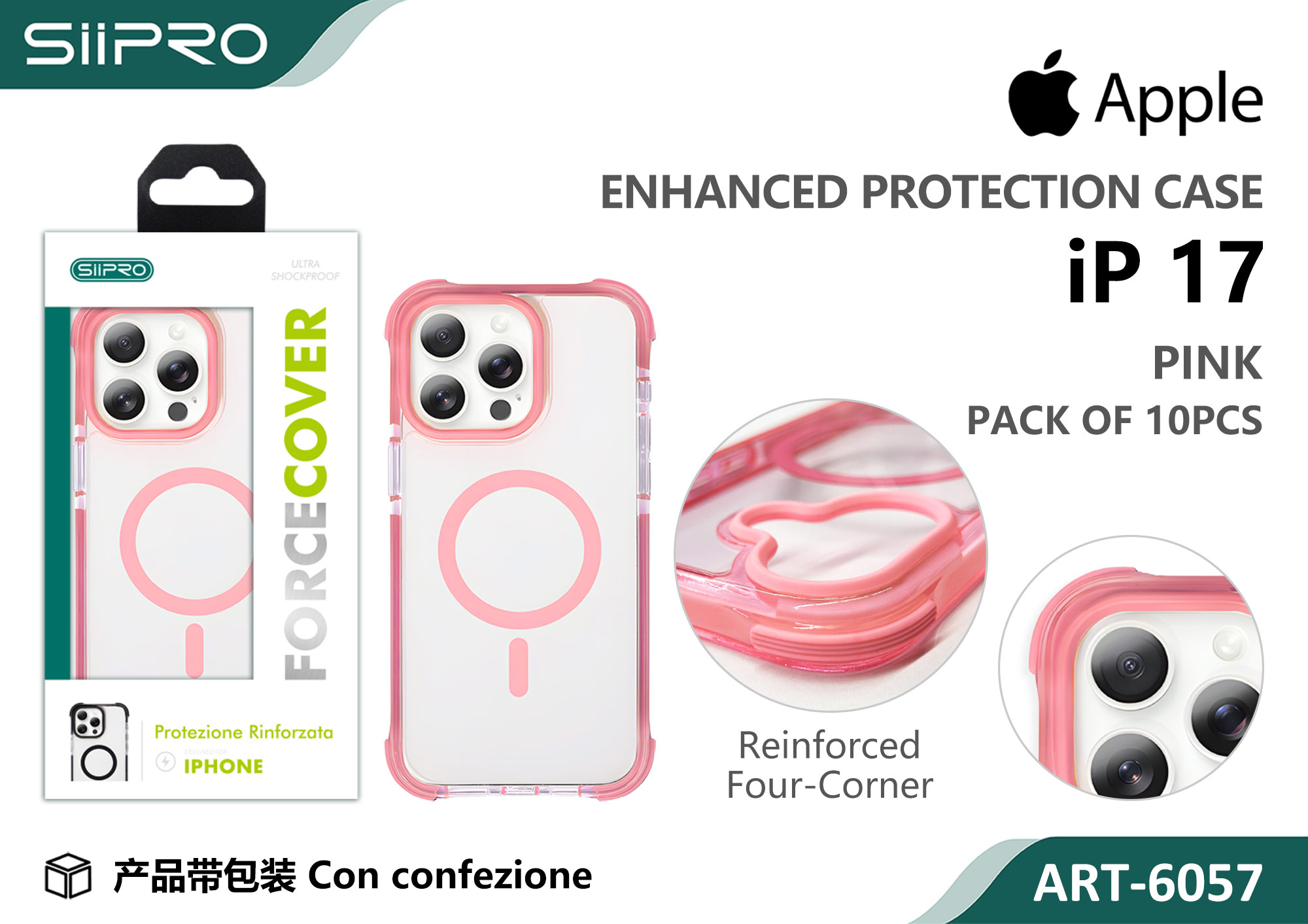 6057-IP17-PINK COVER MAGNETICO ANTICADUTA IP 17PRO - immagine 1