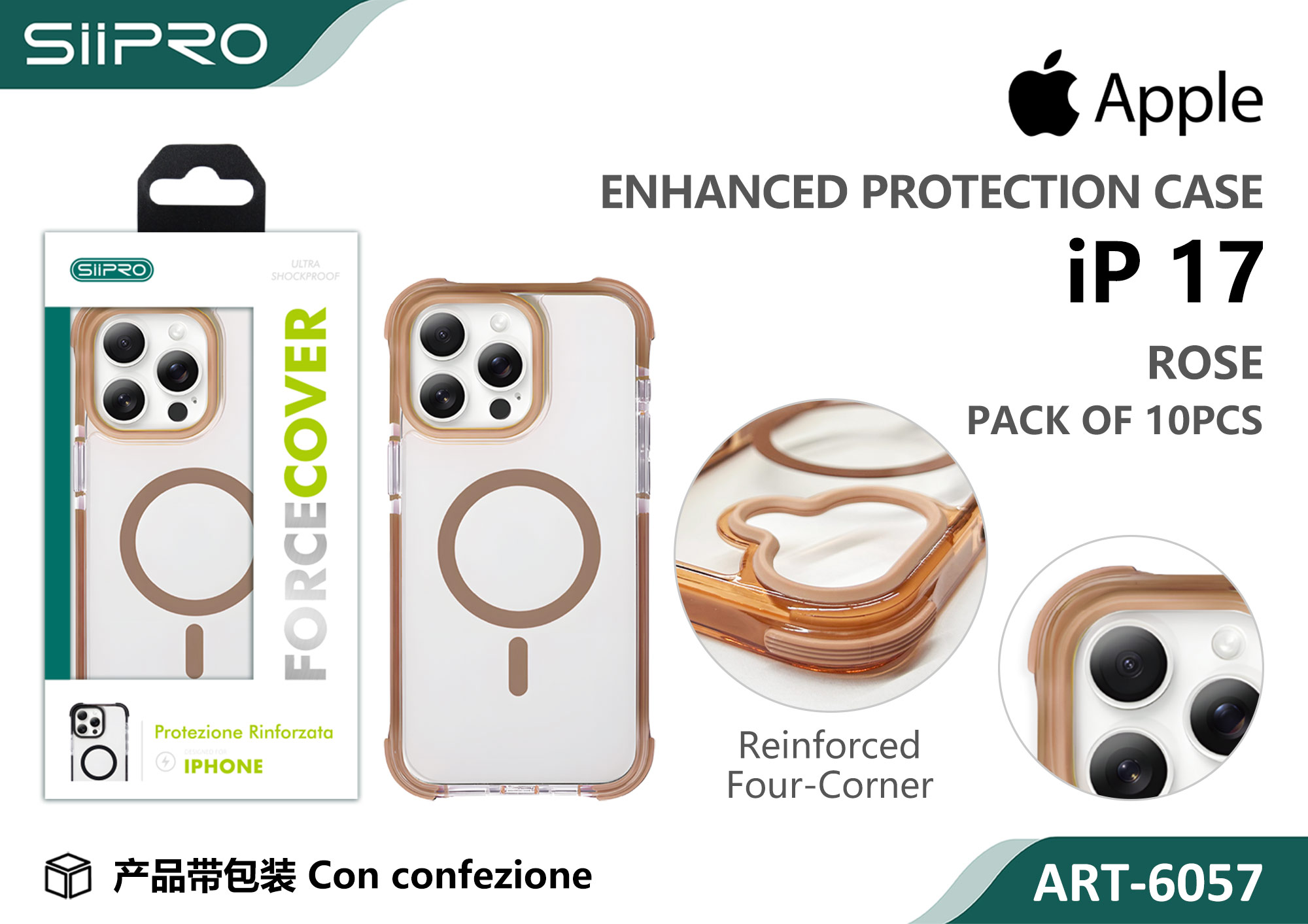 6057-IP17-ROSE COVER MAGNETICO ANTICADUTA IP 17PRO - immagine 1