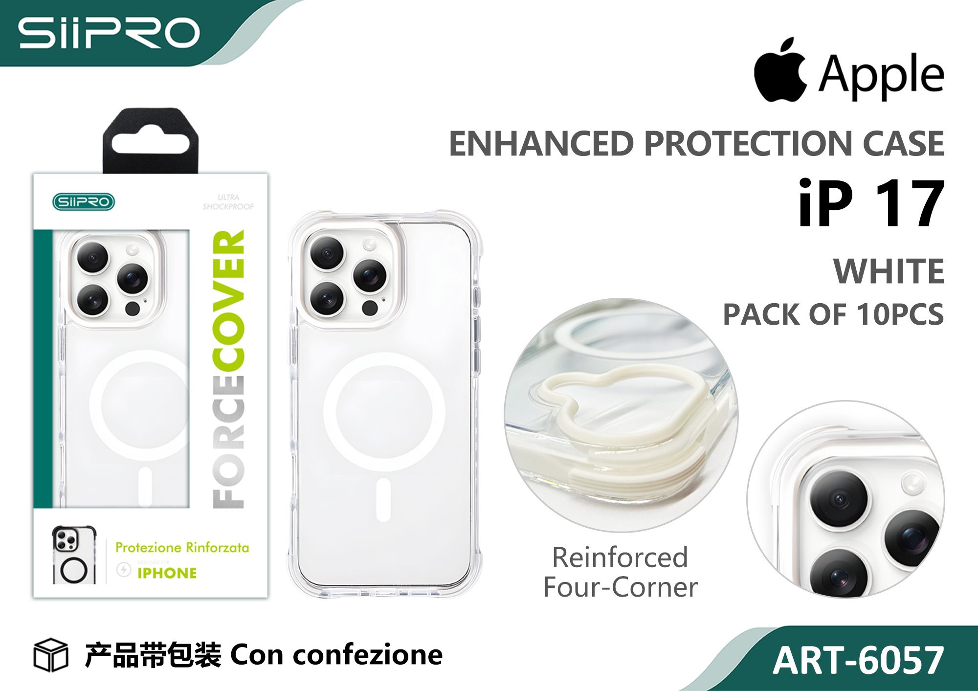 6057-IP17-WHITE COVER MAGNETICO ANTICADUTA IP 17PRO - immagine 1