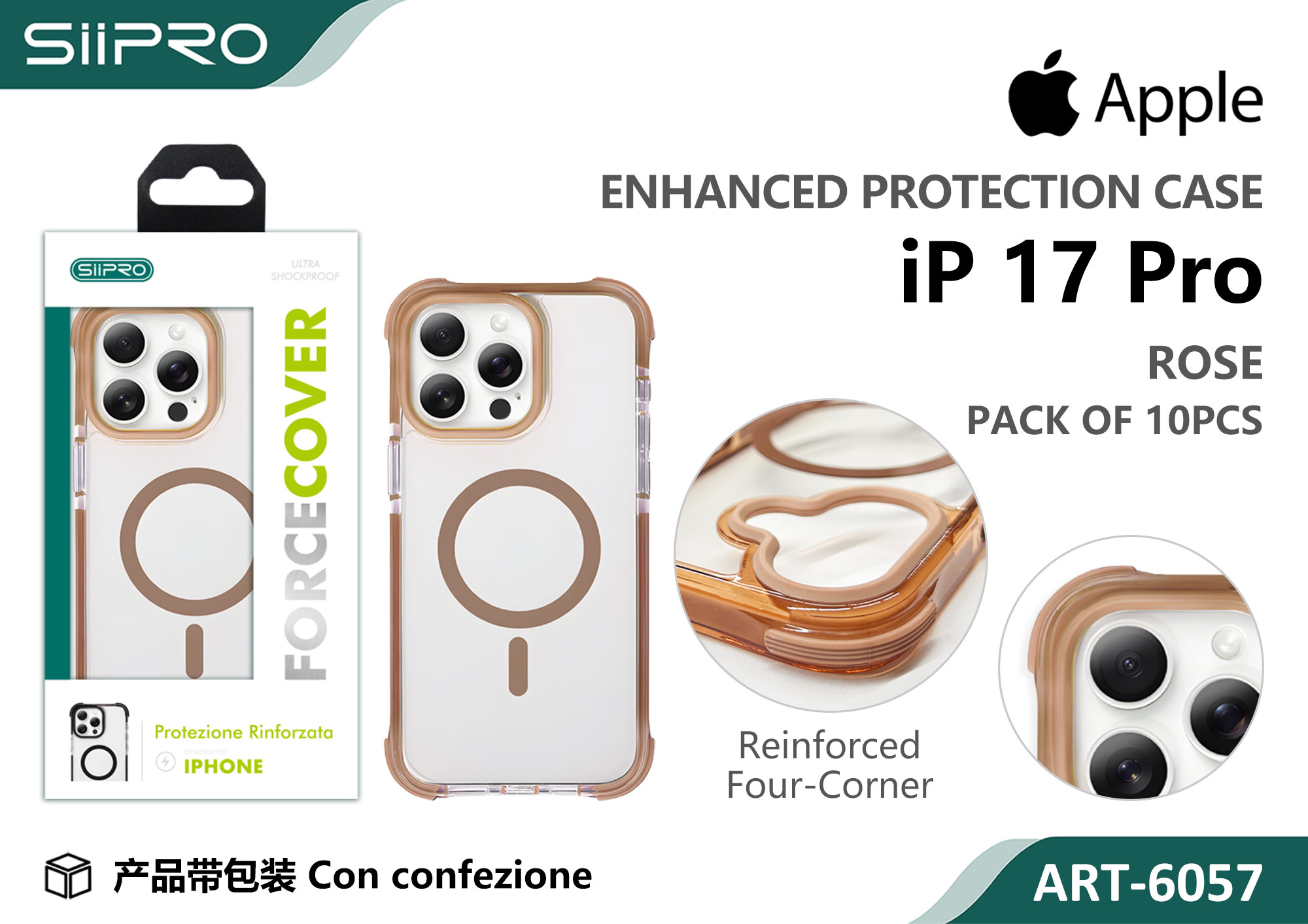 6057-IP17PRO-ROSE COVER MAGNETICO ANTICADUTA IP 17PROMAX - immagine 1