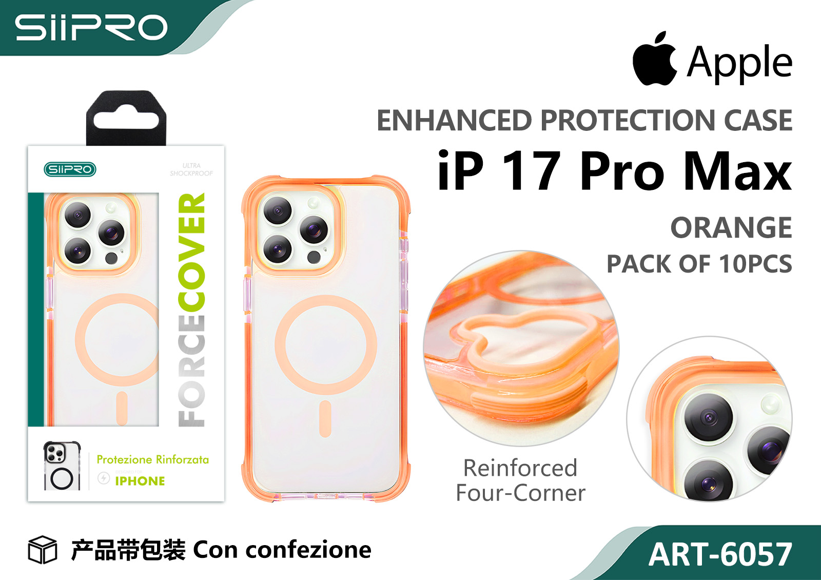 6057-IP17PROMAX-ORANGE COVER MAGNETICO ANTICADUTA IP 17PROMAX - immagine 1