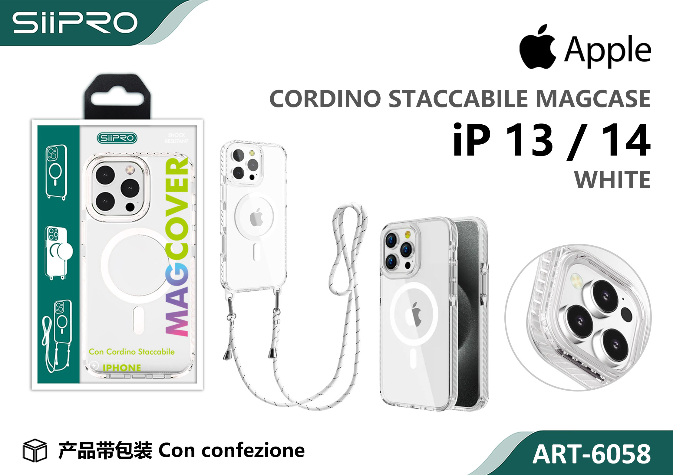 6058-IP13-14-WHITE COVER TRASPARENTE CON LACCIO - immagine 1