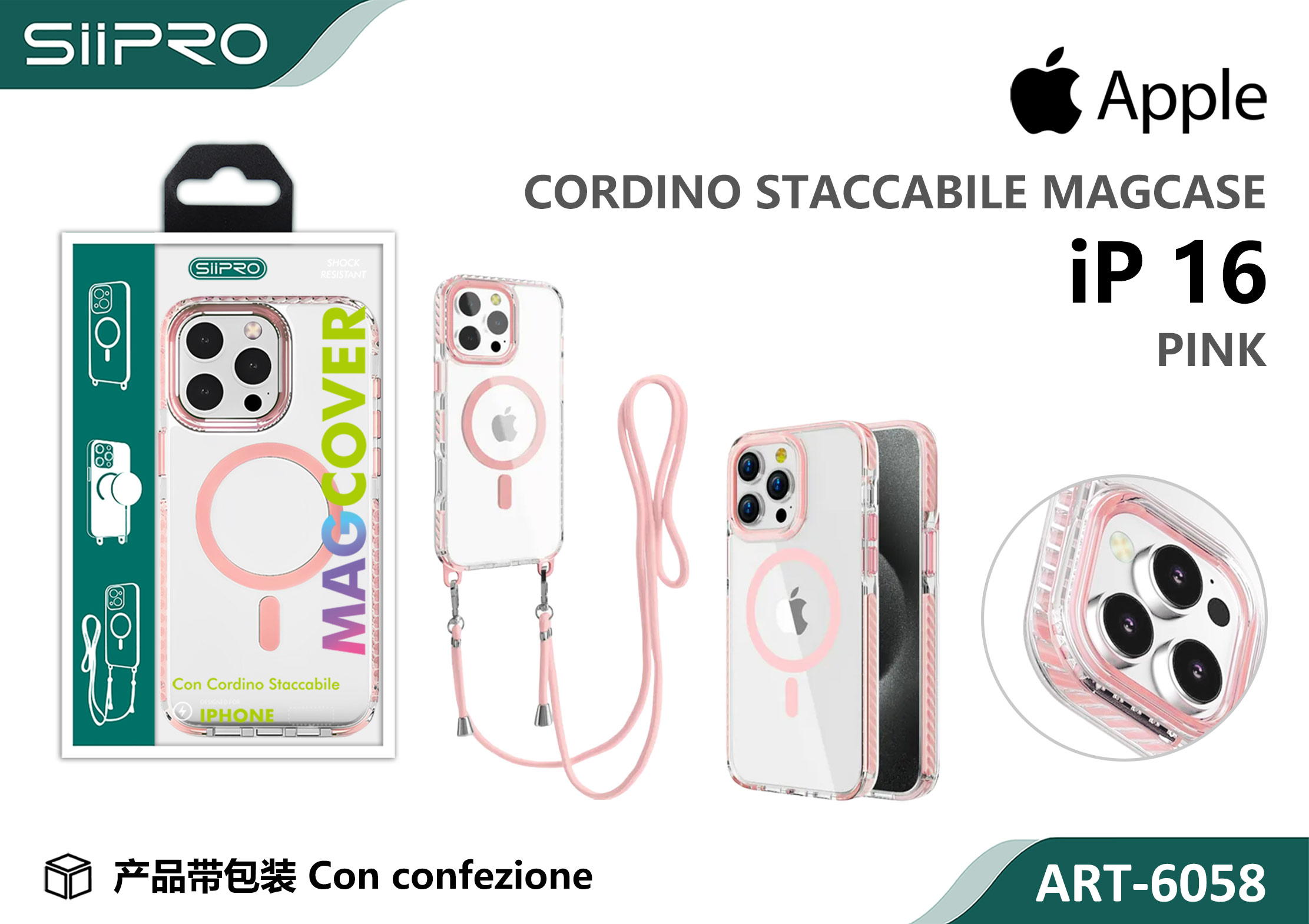 6058-IP16-PINK COVER TRASPARENTE CON LACCIO - immagine 1