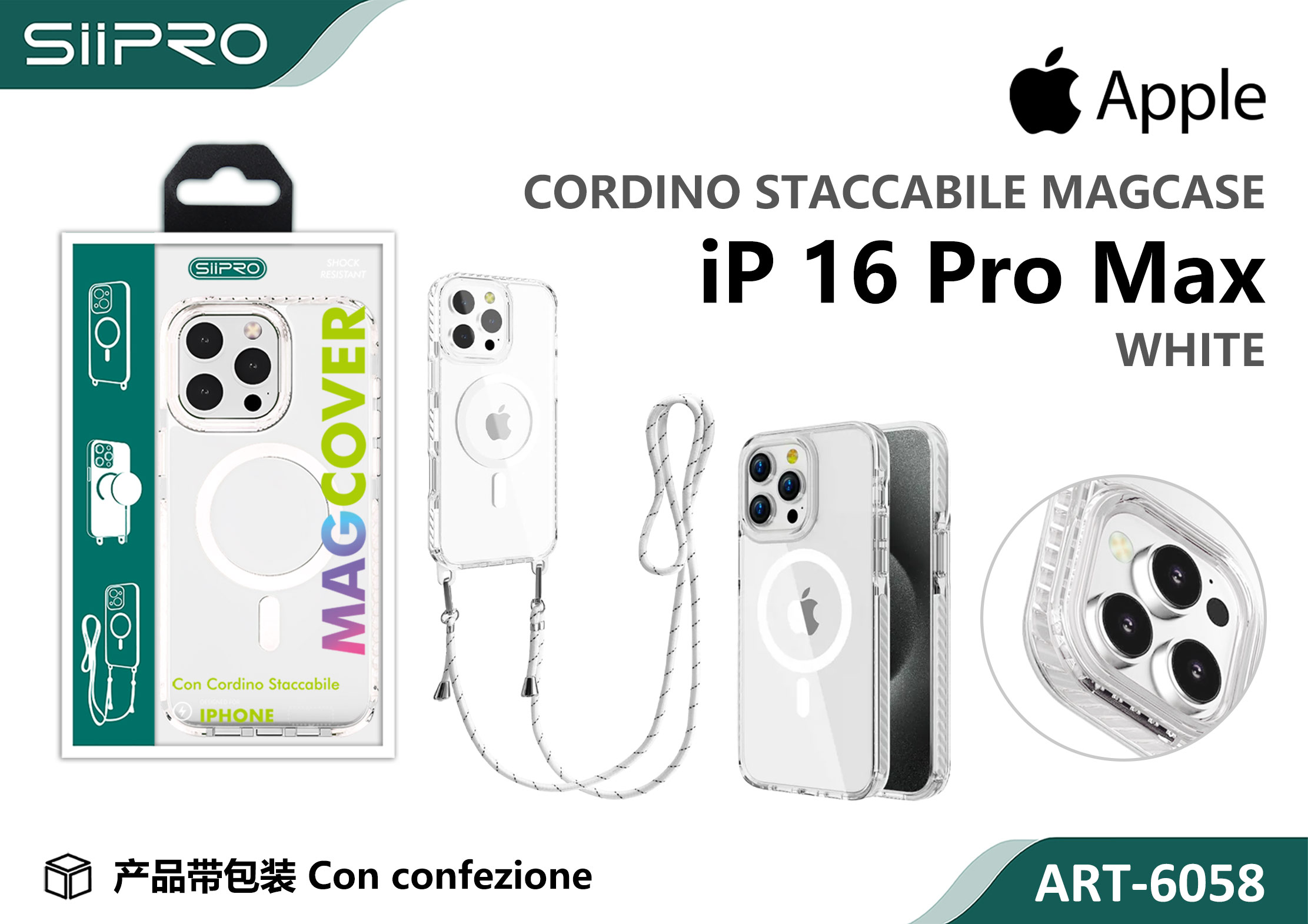 6058-IP16PROMAX-WHITE COVER TRASPARENTE CON LACCIO - immagine 1