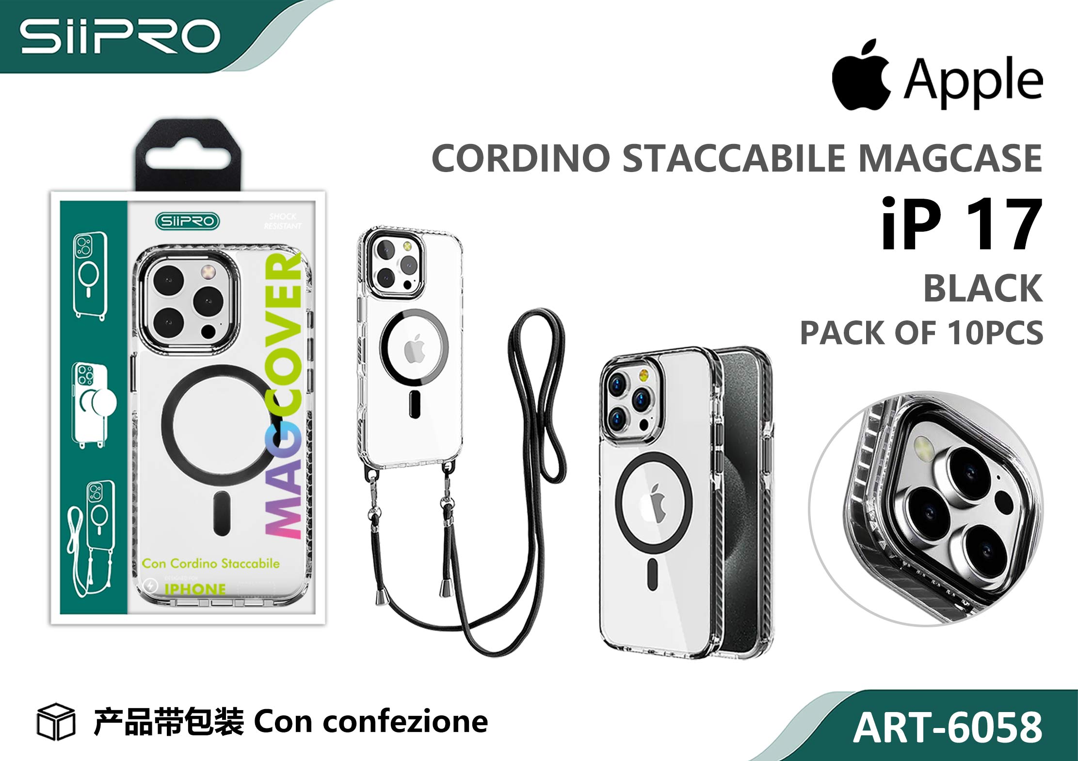 6058-IP17-BLACK COVER TRASPARENTE CON LACCIO - immagine 1